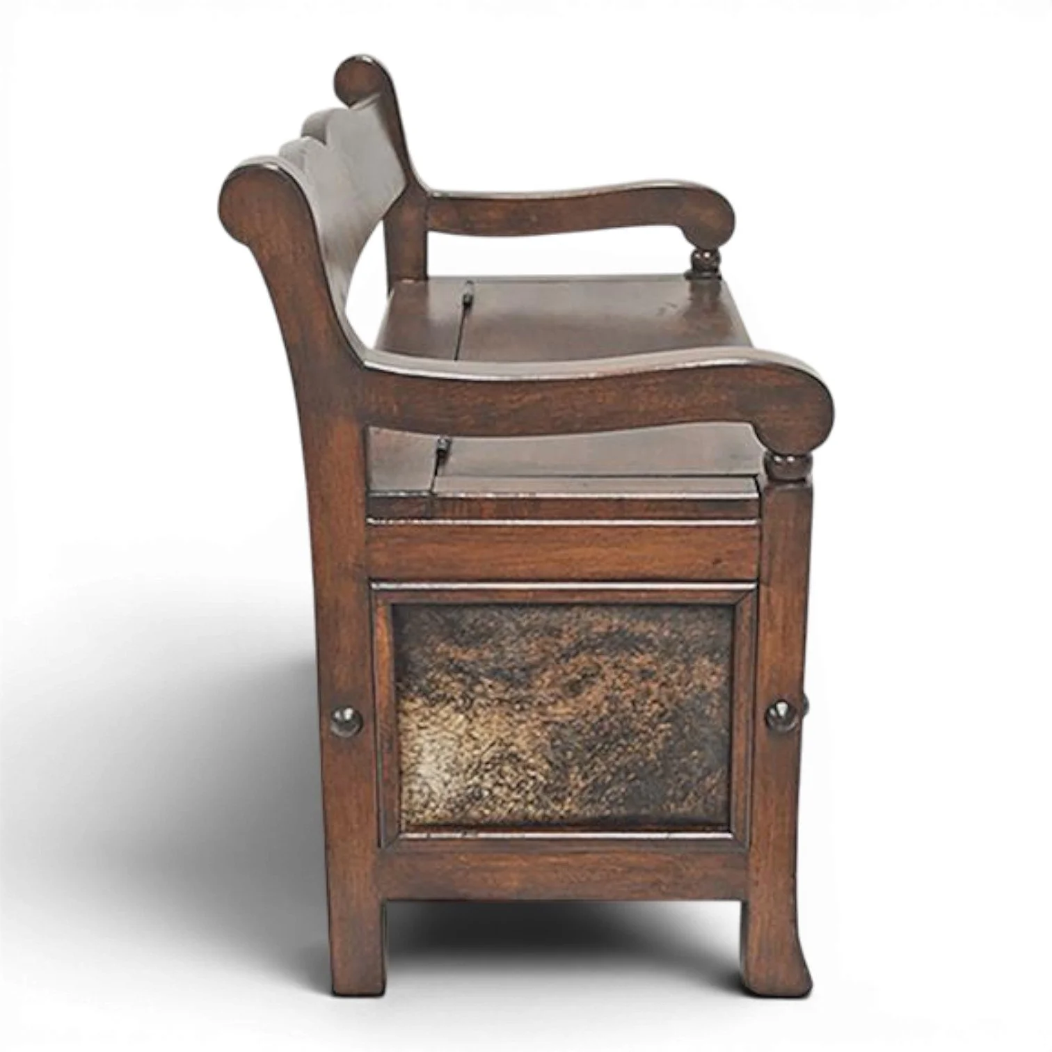 Hidalgo Mesquite & Cowhide Storage Bench | Handmade Mexican Bench
