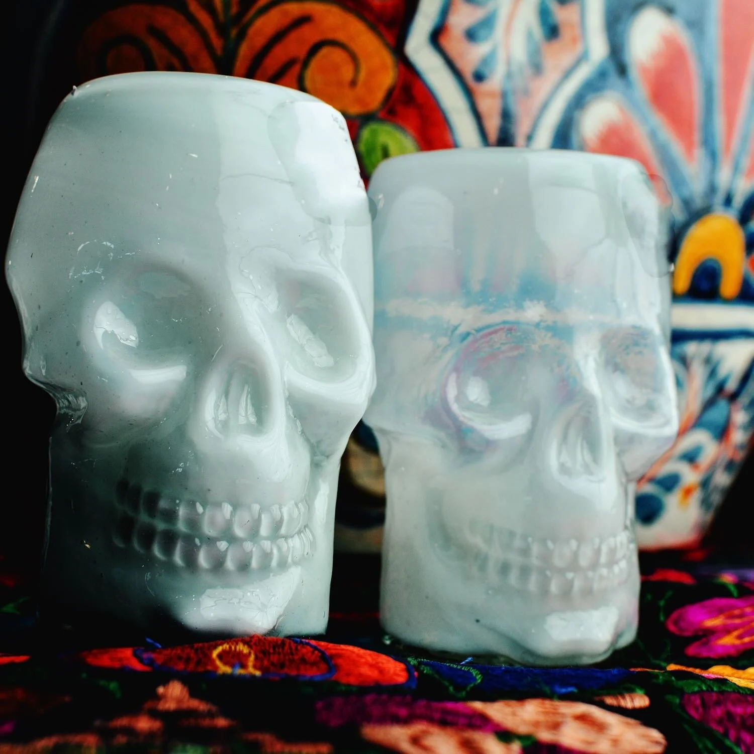 Handblown Skull Glasses Set