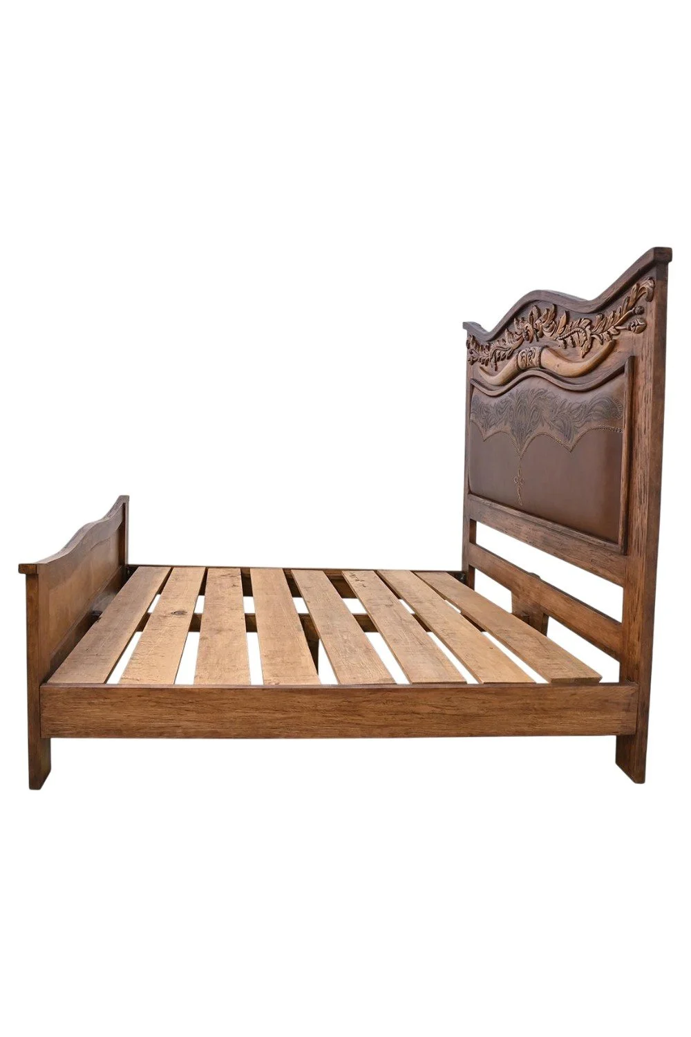 Longhorn Western Tooled Leather Bed