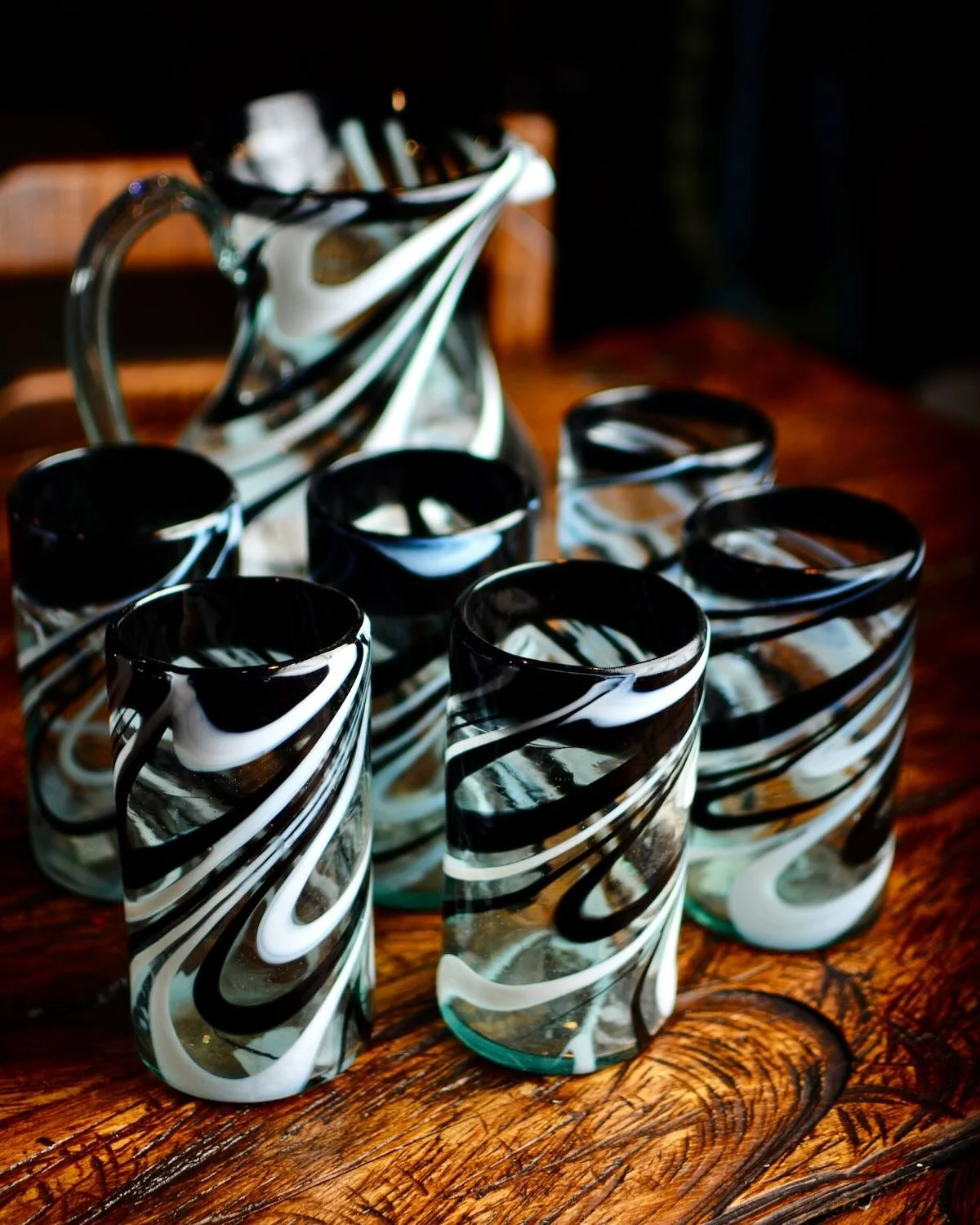 Black & White Glassware Set