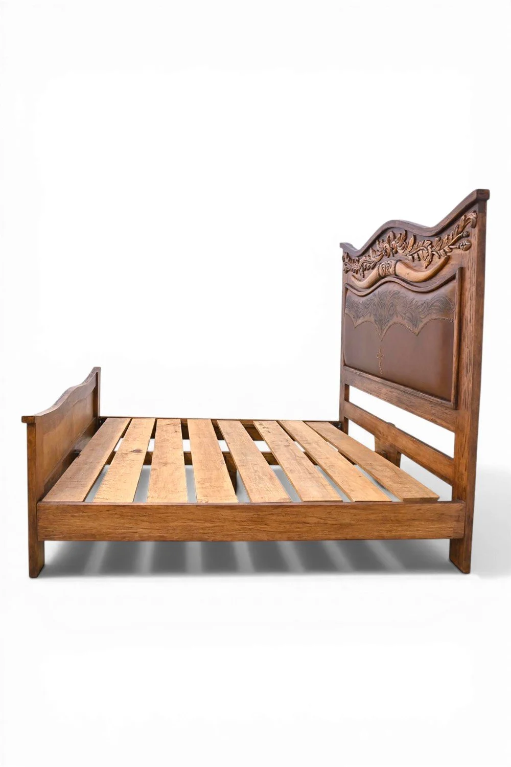 Longhorn Western Tooled Leather Bed