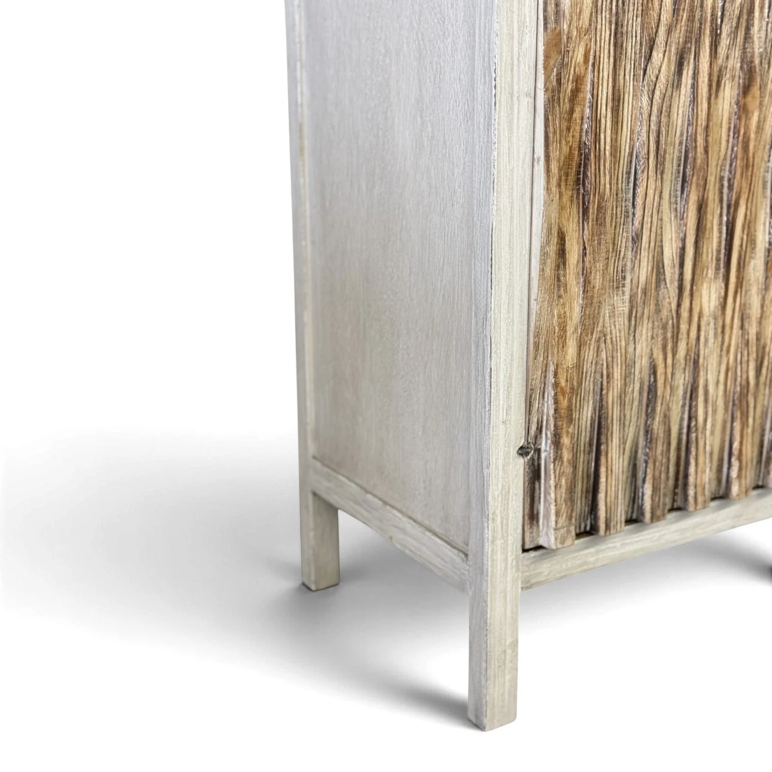 Handmade Peruvian Luciana Buffet Chest with brown and white molded doors and white-gray frame