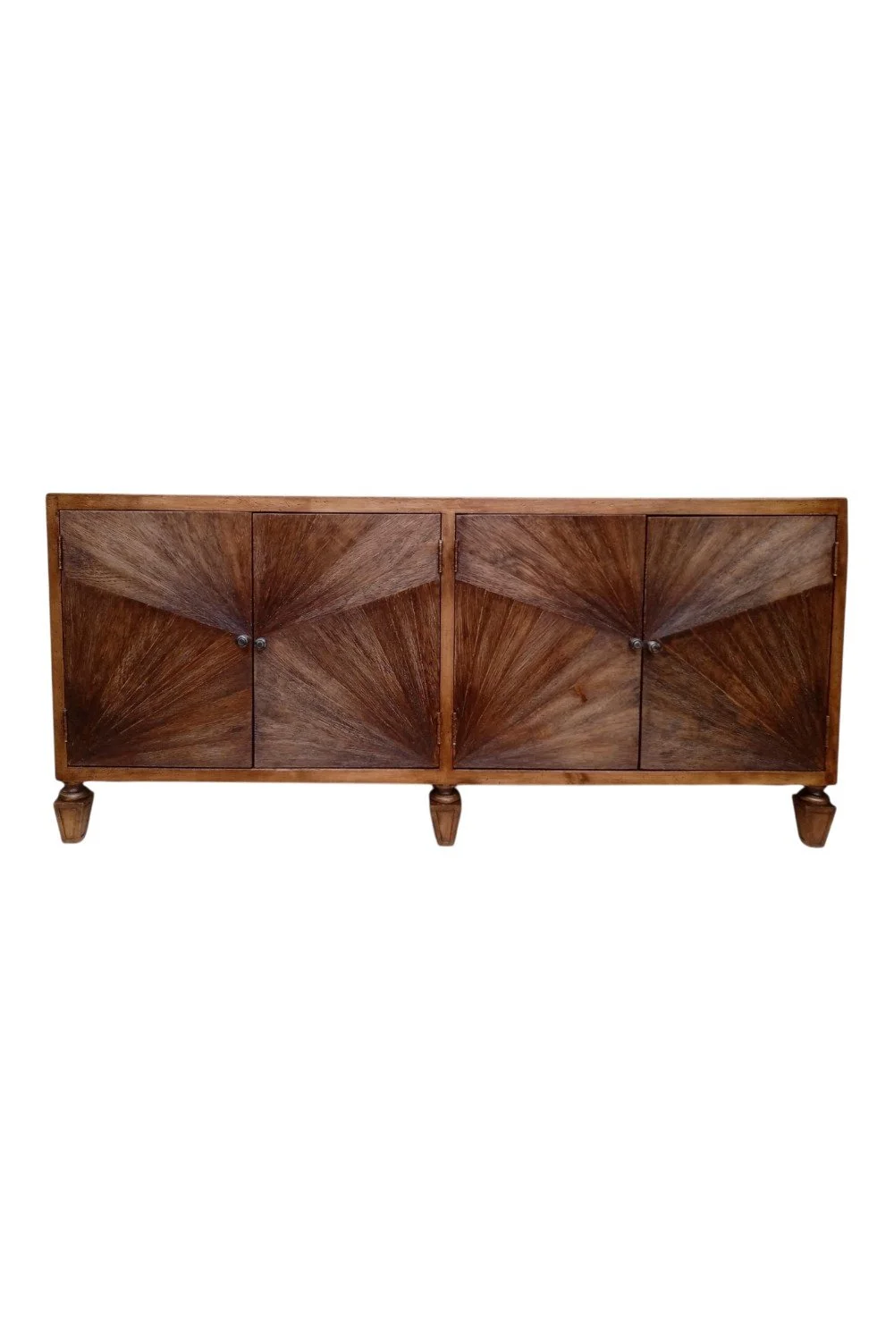 Shop the La Esperanza Buffet handmade in Peru. Four-door wood buffet featuring a handcrafted sunburst design, spacious storage, and artisan craftsmanship.