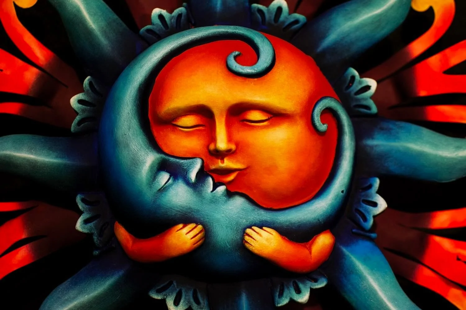 Vibrant Sun Holding the Moon Wall Art