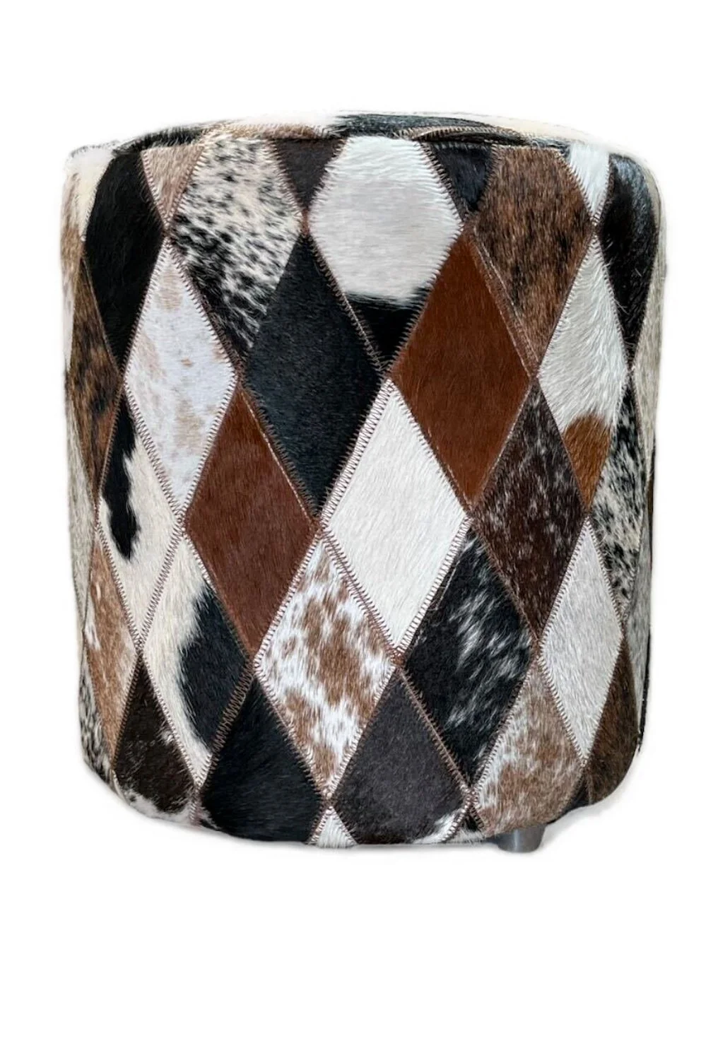 Mixed Diamond Cowhide Ottoman