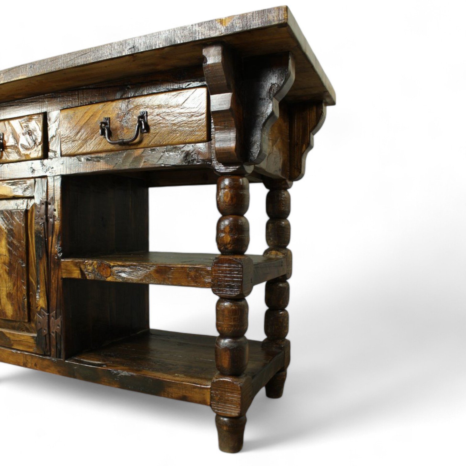 La Fuente Kitchen Island - Dark Stained Old Fashioned
