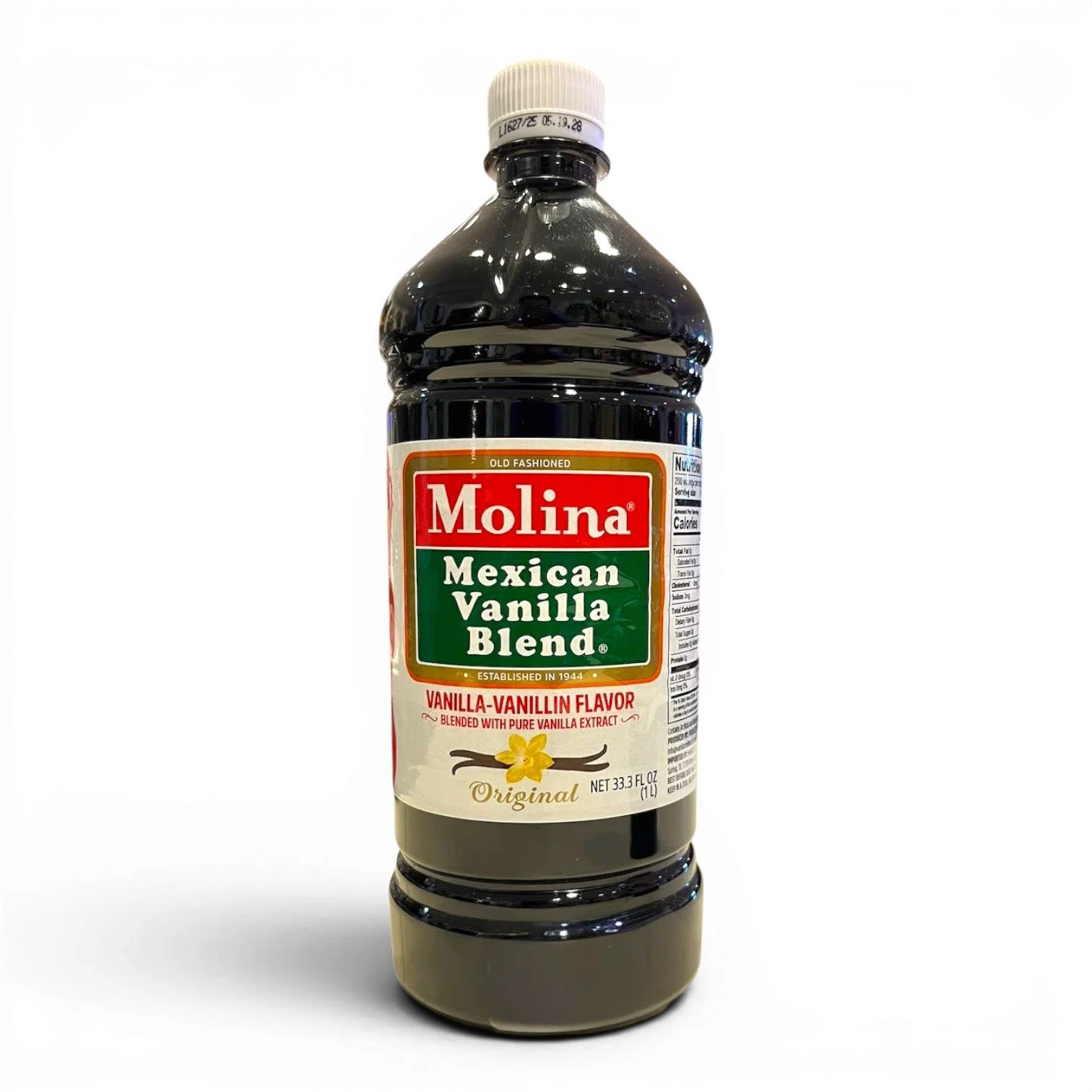 Molina Mexican Vanilla Blend Original bottles in multiple sizes featuring authentic Mexican vanilla flavor since 1944.
