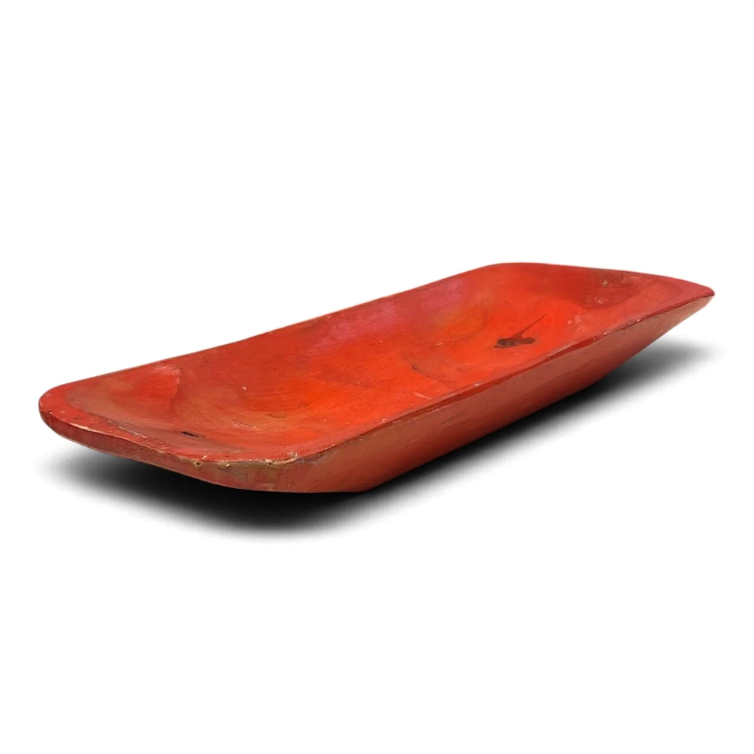 Handmade primitive wood bowl with vibrant hand-painted distressed finish