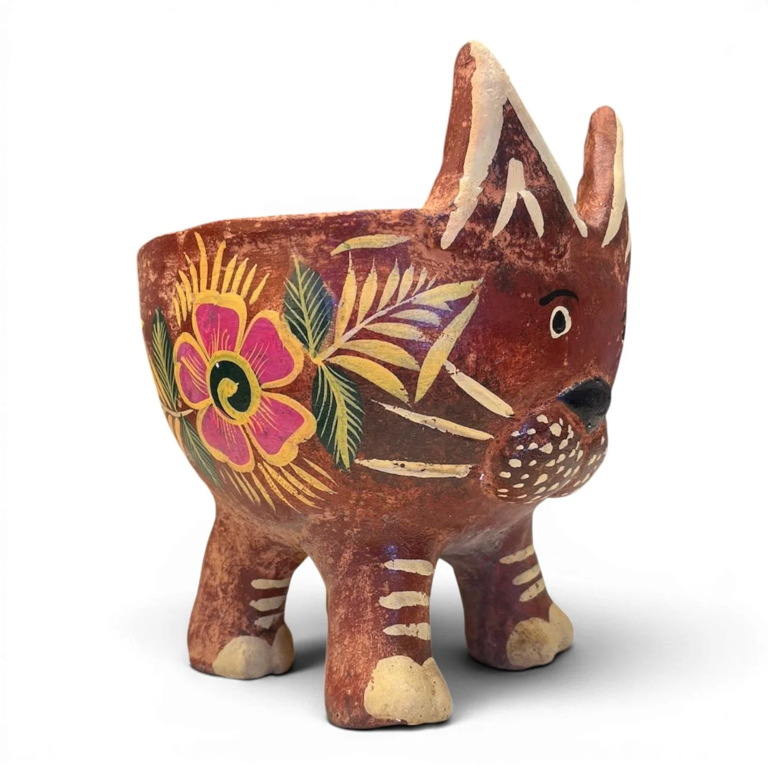 Clay Gato Planter | Handmade Mexican Cat Planter Pot