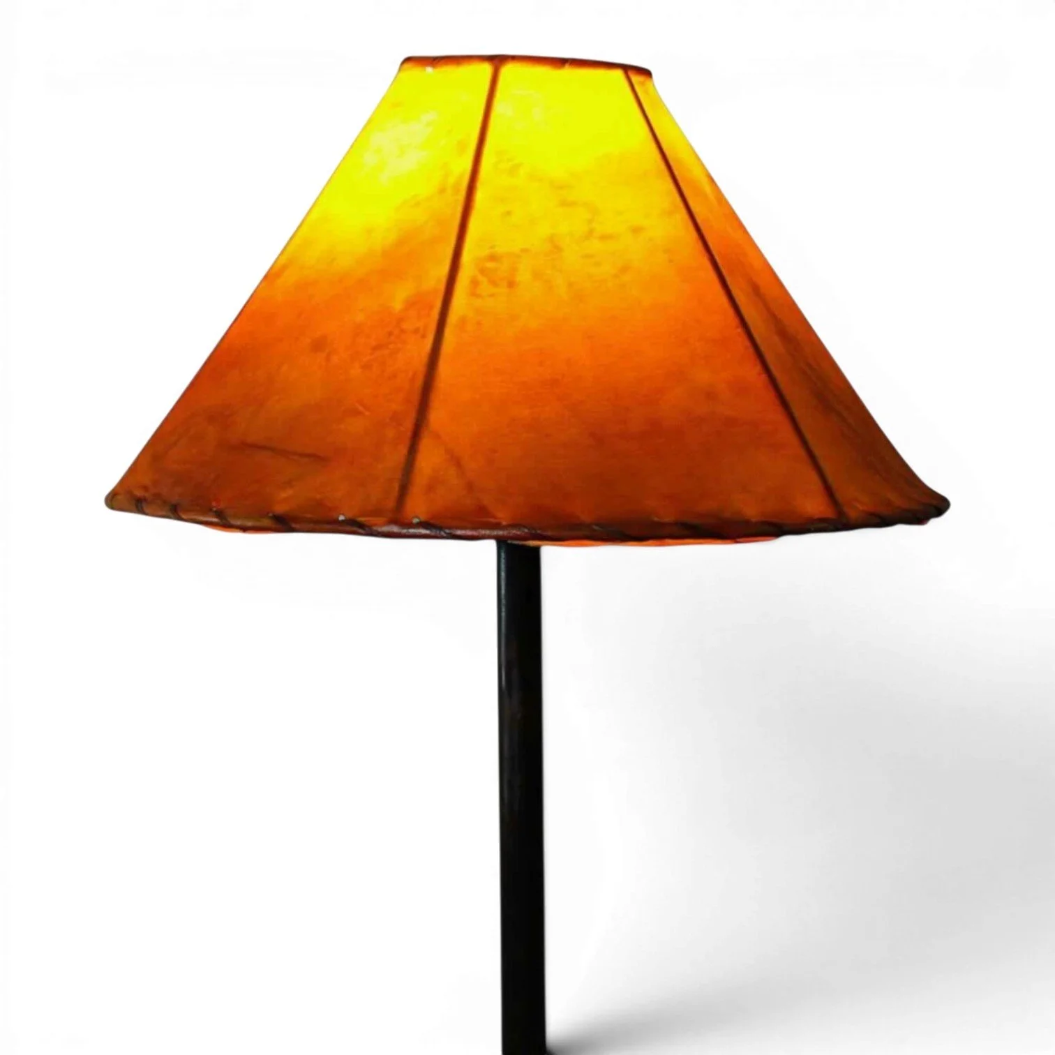 Premium Handcrafted Mexican rawhide lampshade with natural leather finish for rustic and Southwestern lighting - Yellow