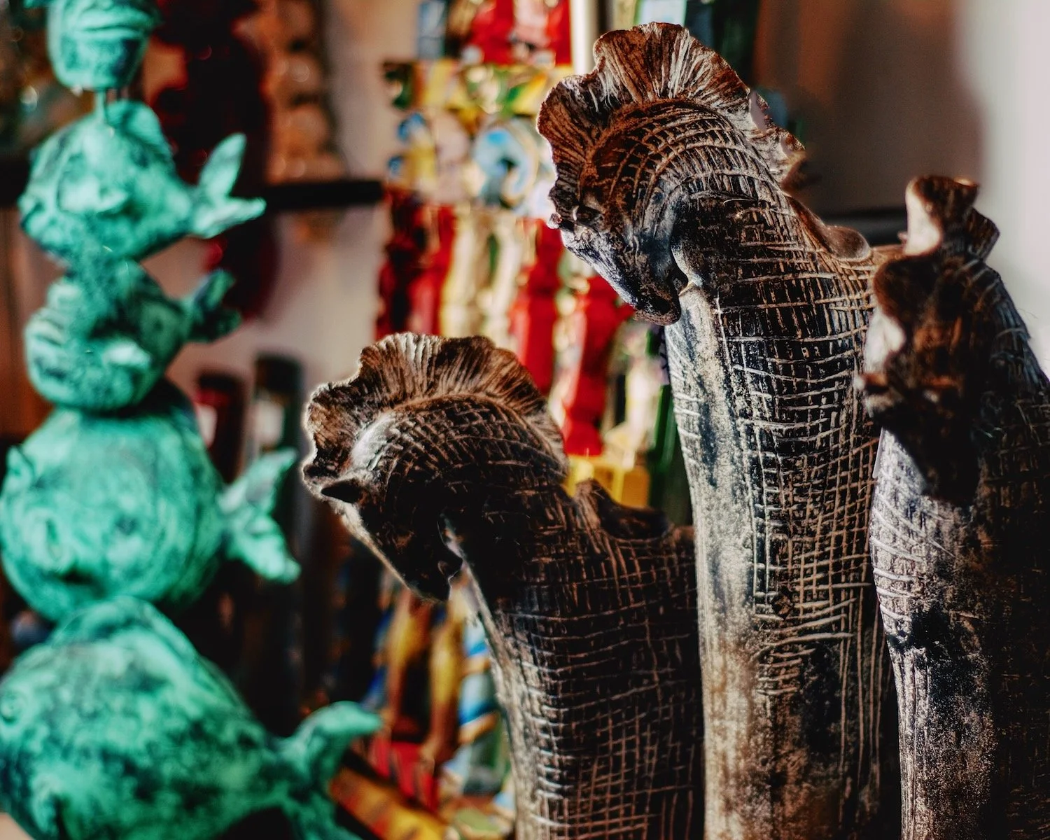 Tres Caballos - Handmade in Mexico. Three clay horses.