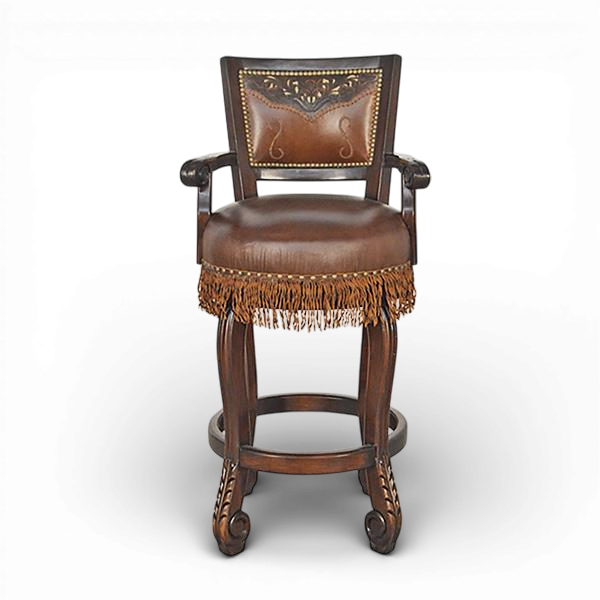 Yellowstone Tooled Leather Barstool