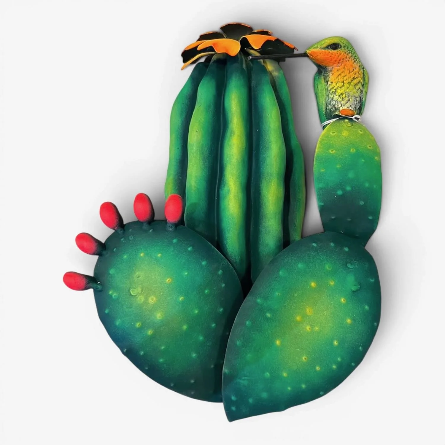 Cactus y Colibrí – Handmade Mexican Hummingbird Wall Art