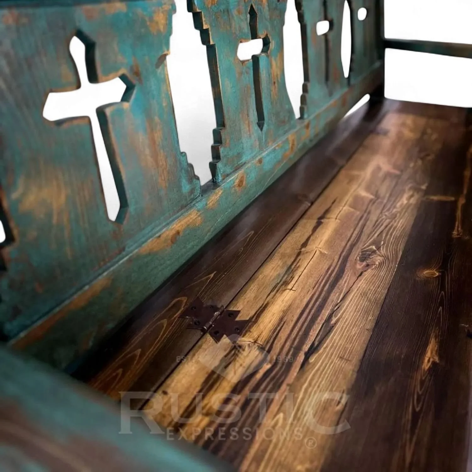 Las Cruces Turquoise Storage Bench