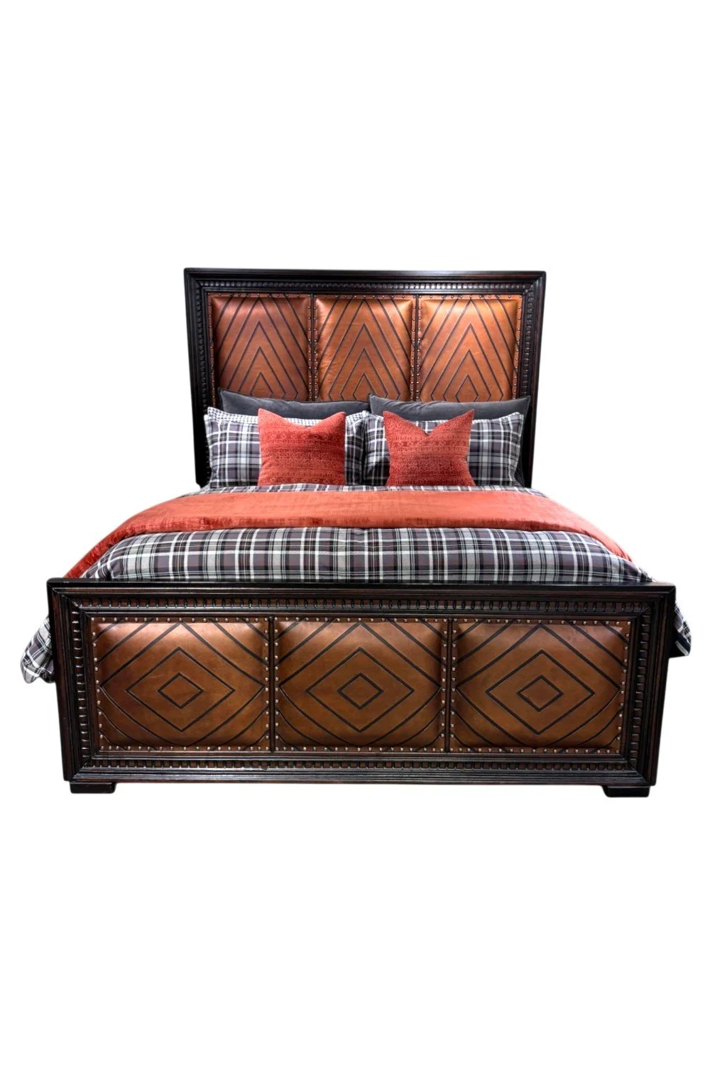 Trujillo Leather Bed – Tooled Western King Size Bed Frame