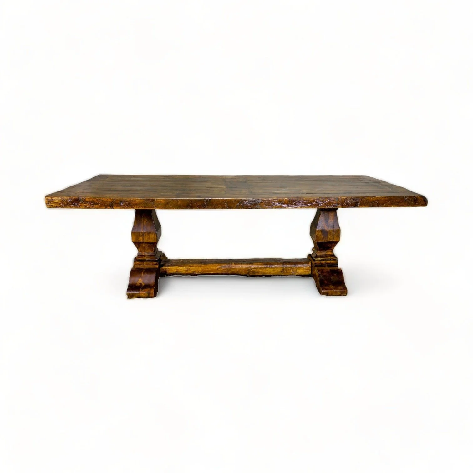 Handmade Mexican reclaimed wood Hacienda Rústica dining table with trestle base