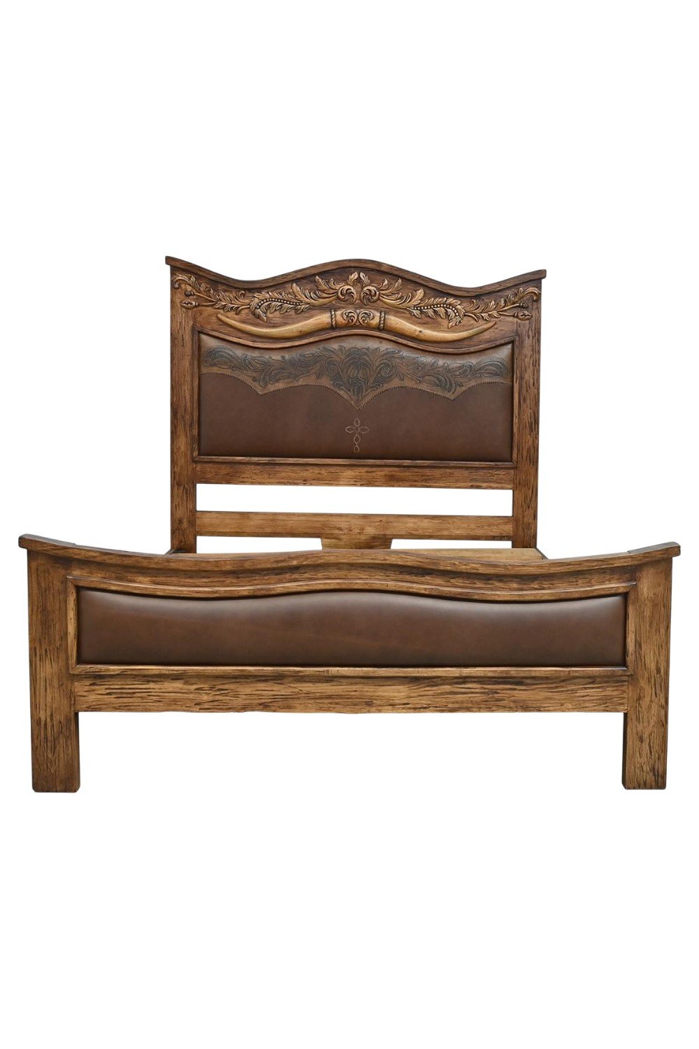 Longhorn Western Tooled Leather Bed