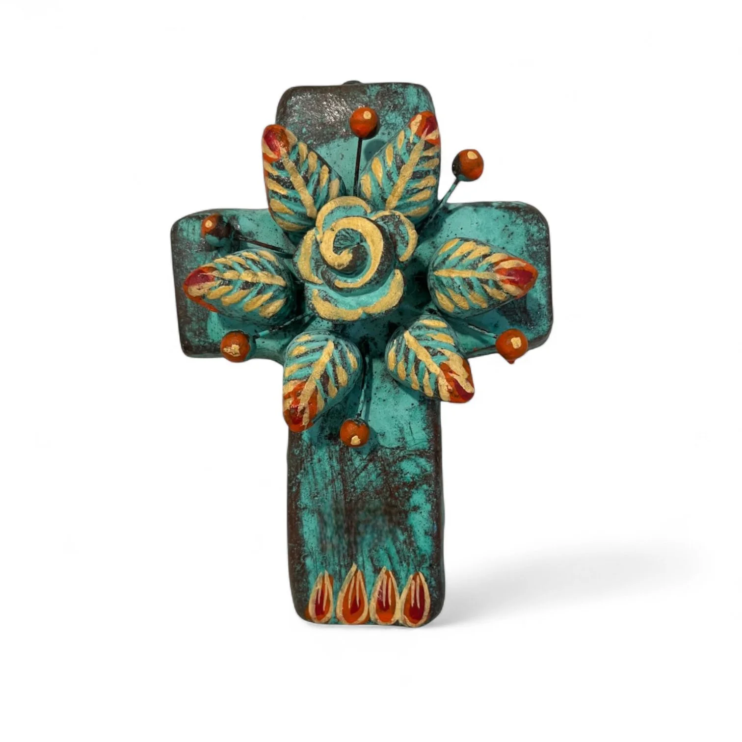 Cruz de Flores Pintadas - Turquesa