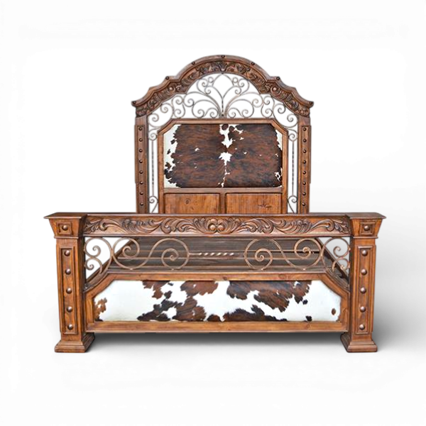 Hacienda Elegante Cowhide & Iron Bed