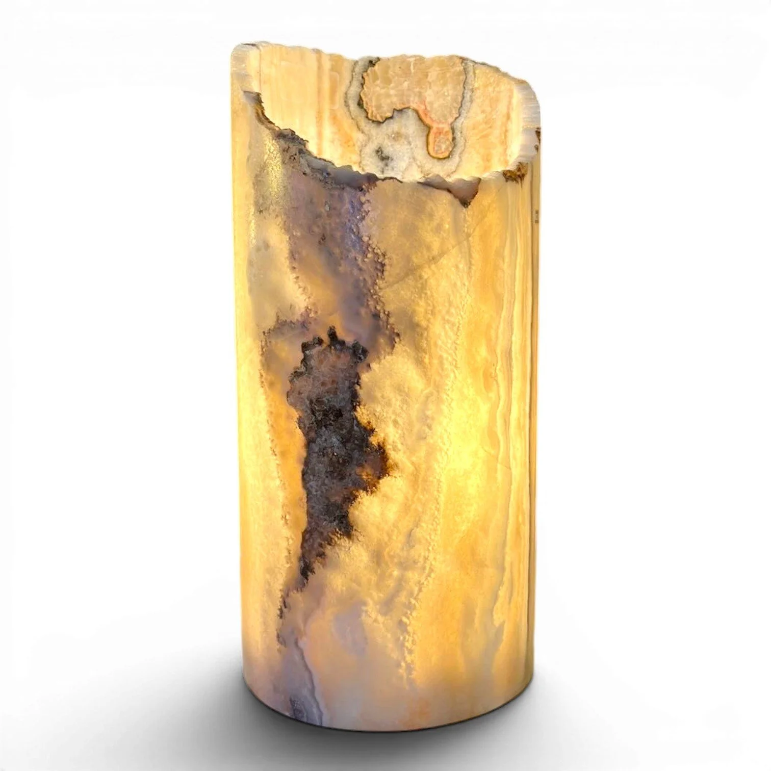 Scalloped Cylinder Onyx Lamp | Handmade Mexican Stone Accent Lamp