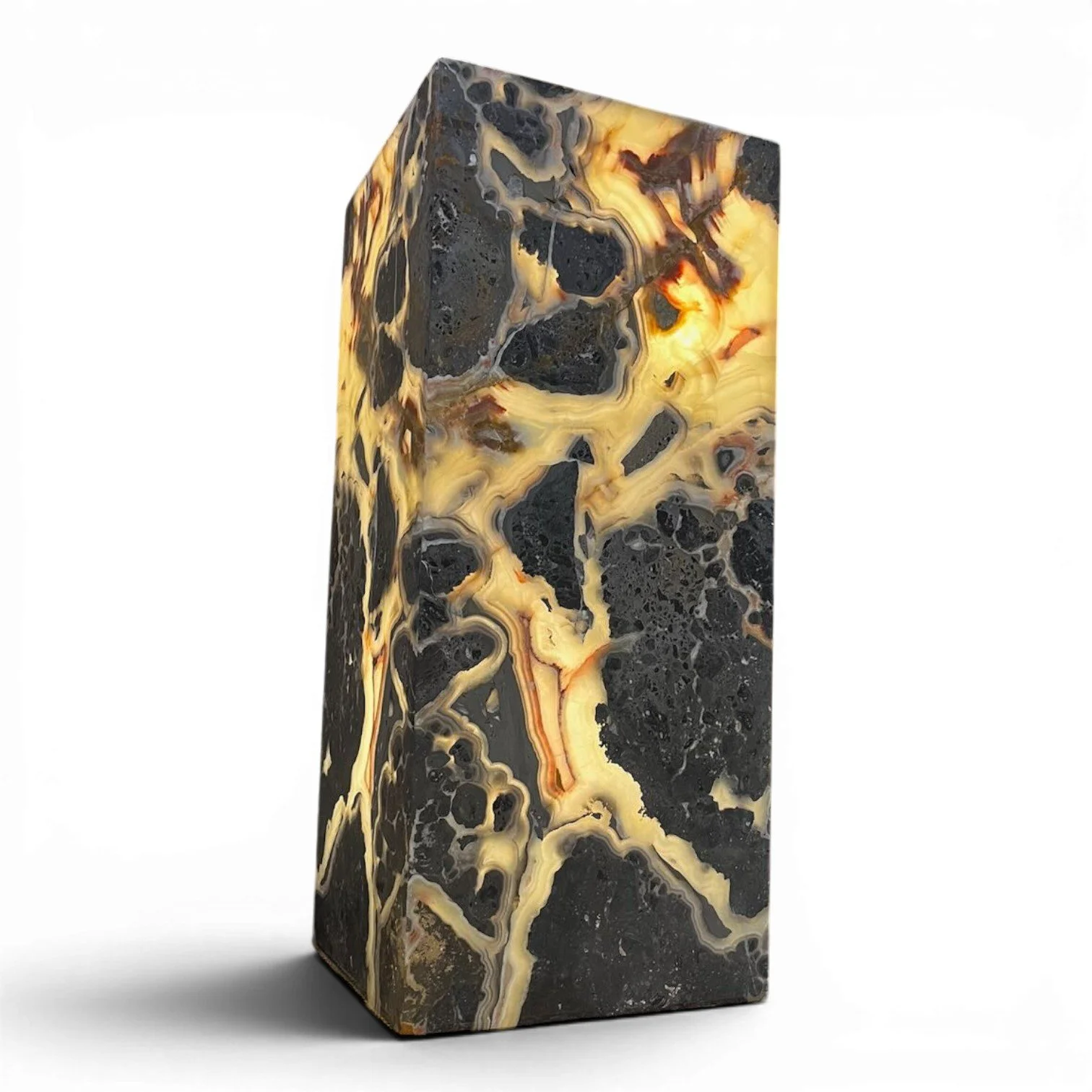 Square Onyx Tower Floor Lamp | Handmade Mexican Natural Stone Lamp