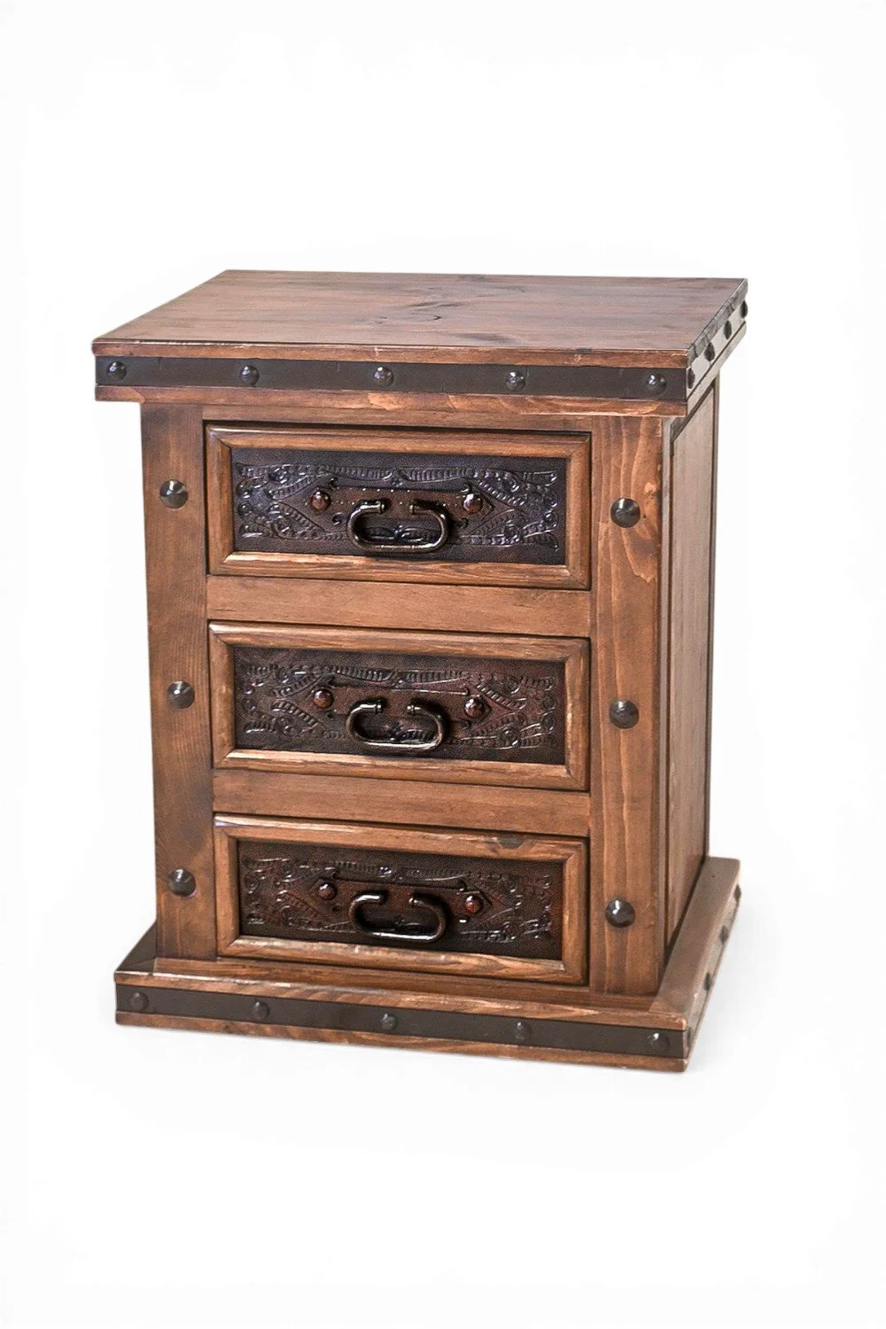 Hacienda Elegante Tooled Leather Nightstand