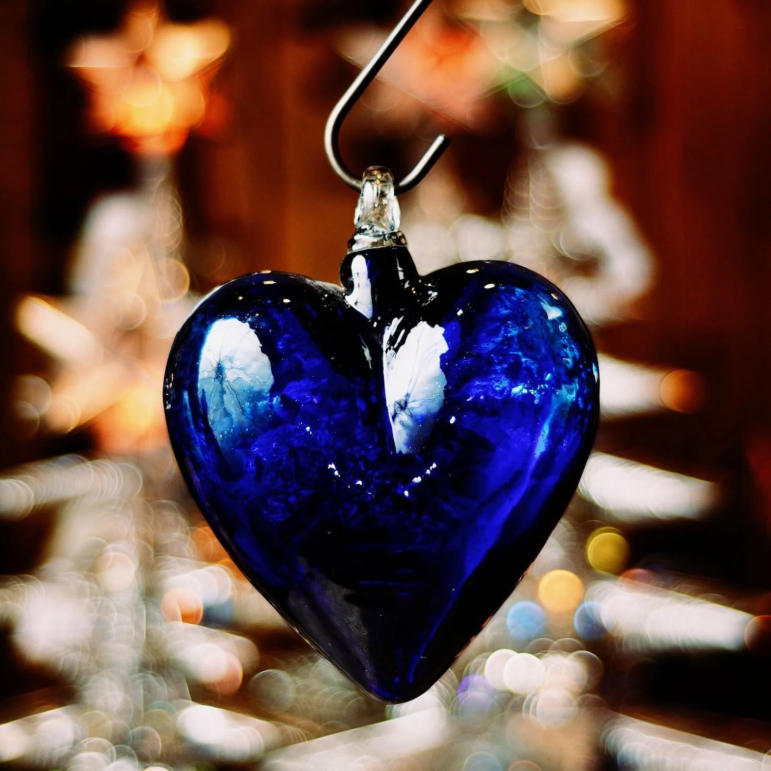 Handblown Cobalt Blue Heart