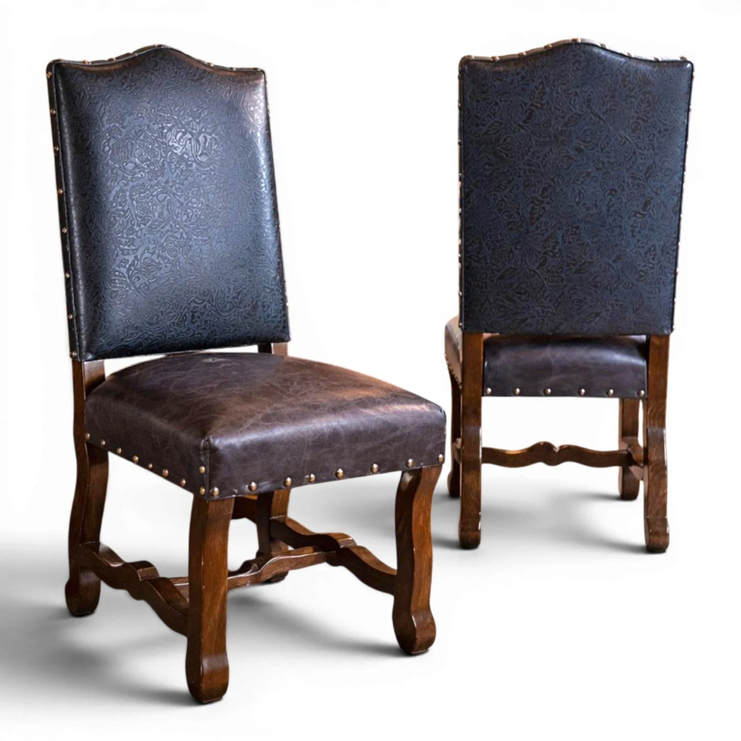San Lucas Cobalt Blue Leather Dining Chair from Mexico