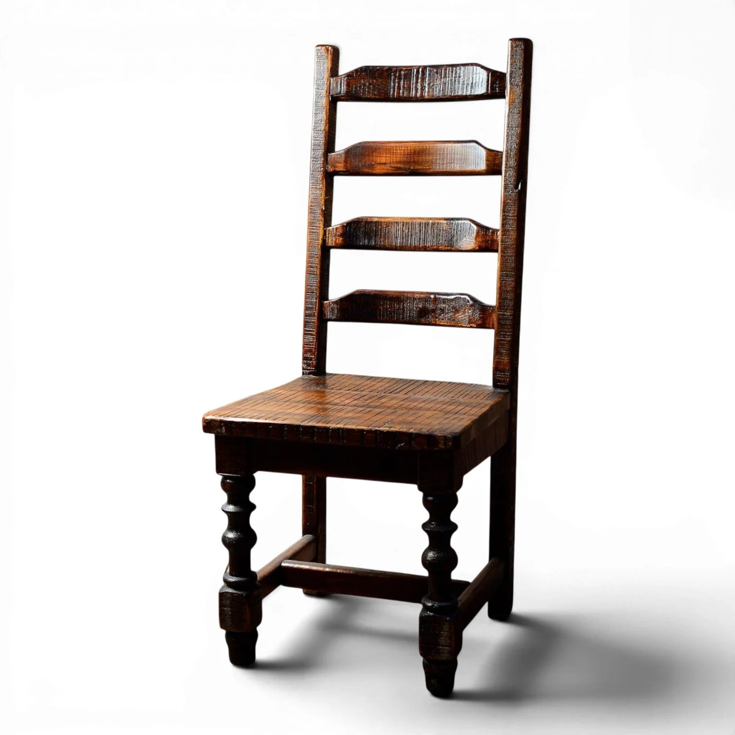 Silla Mezquital handcrafted Mexican reclaimed wood dining chair with rustic ladder back design