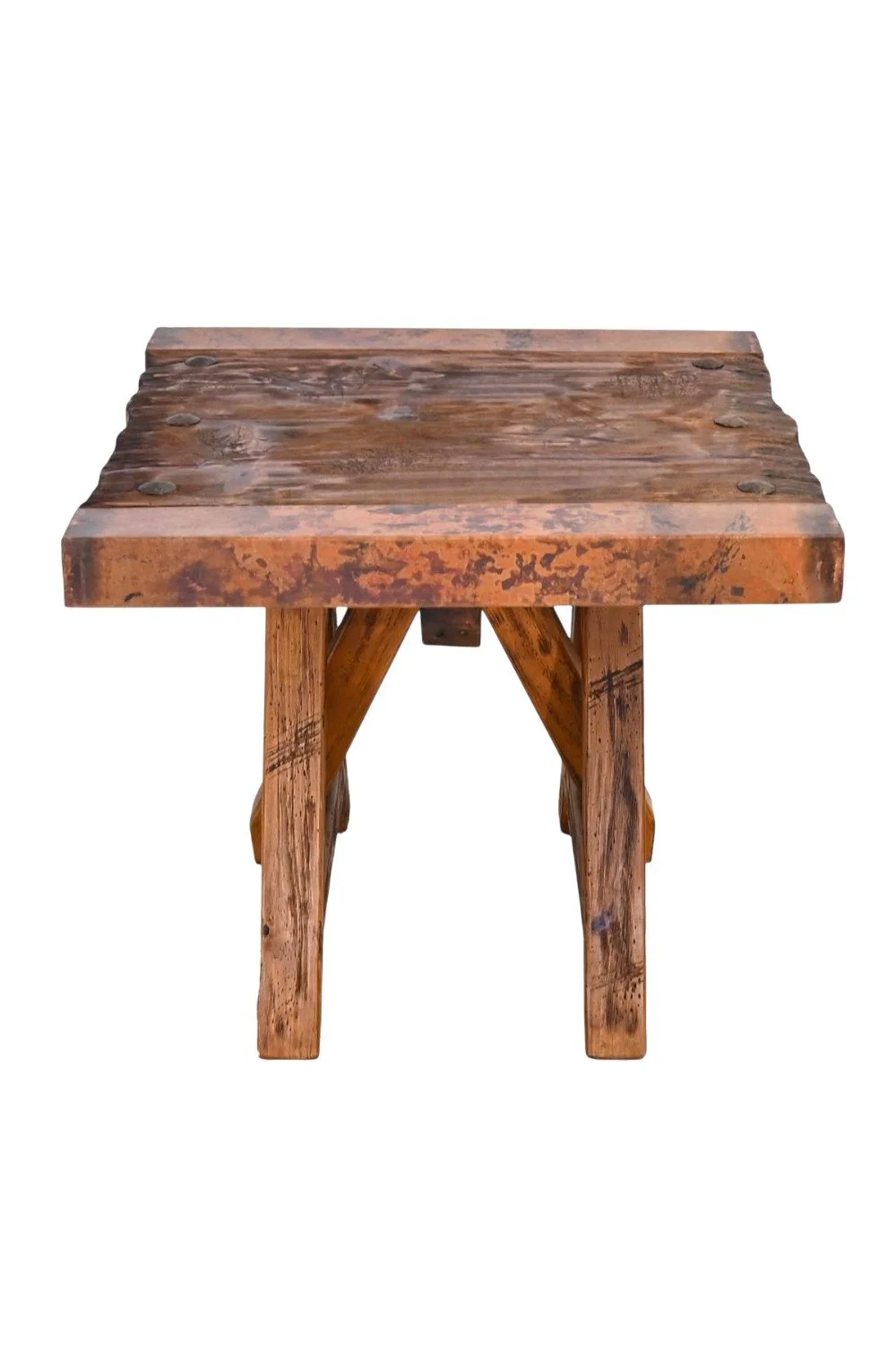 Floresville Copper Edge End Table – Handmade Mexican Rustic Table