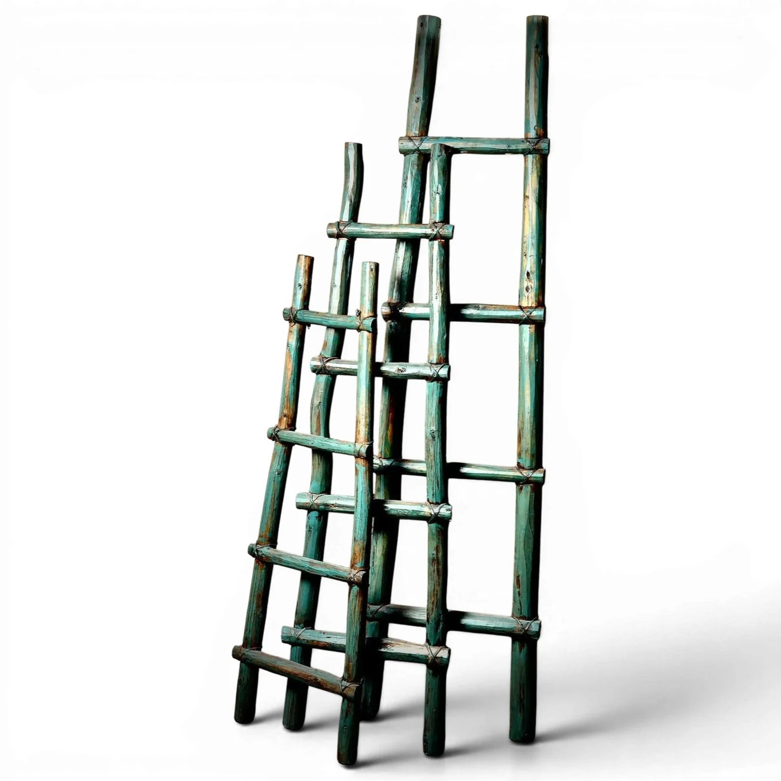 Handmade Mexican painted reclaimed wood Kiva ladder
