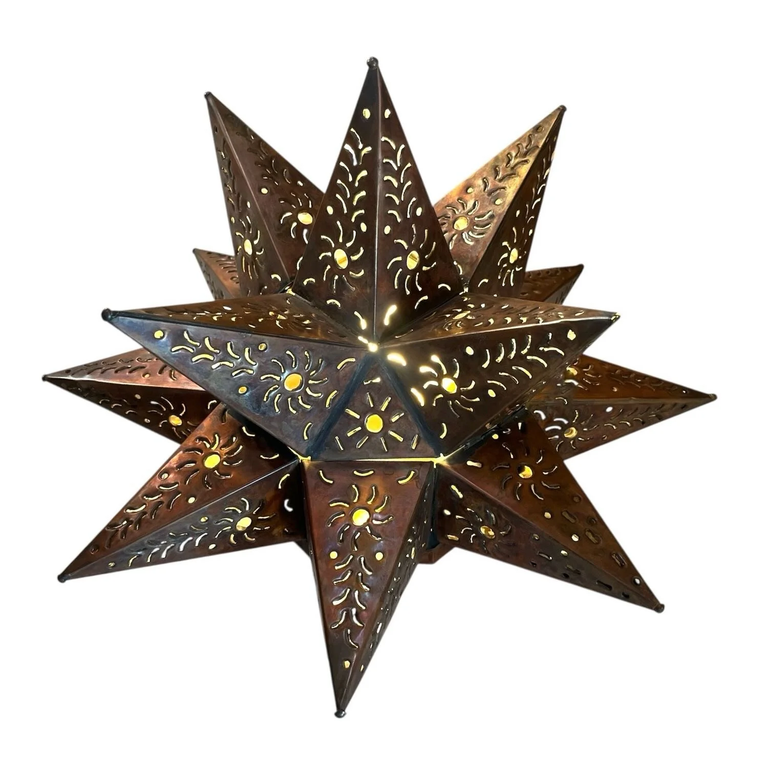 Handmade Bronze Estrella Wall Light with rustic star design crafted in Mexico.