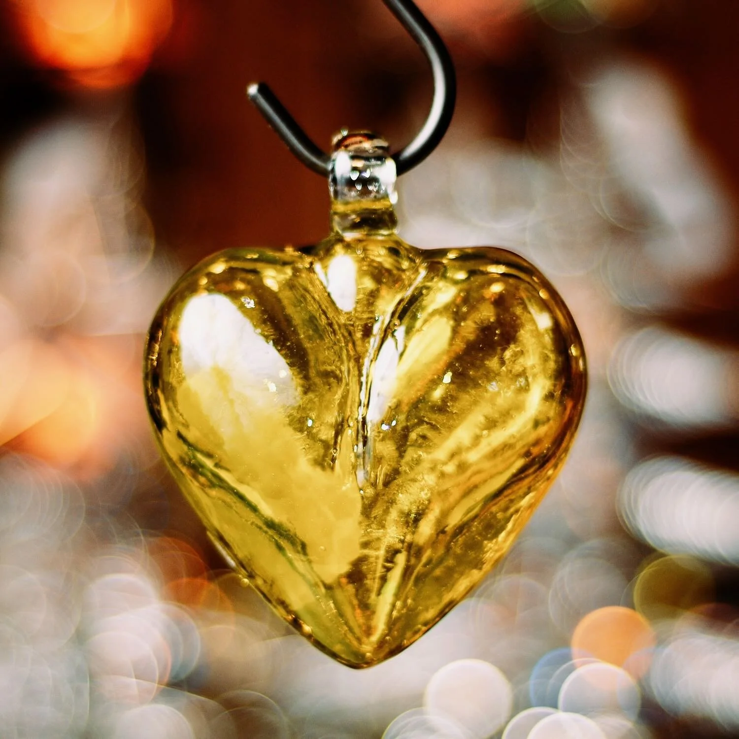 Handblown Glass Heart - Yellow