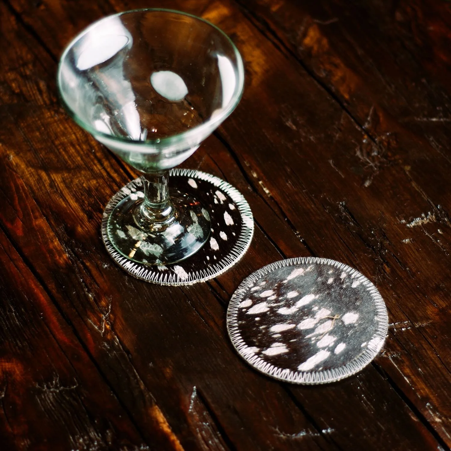 Acid Washed Cowhide Coaster