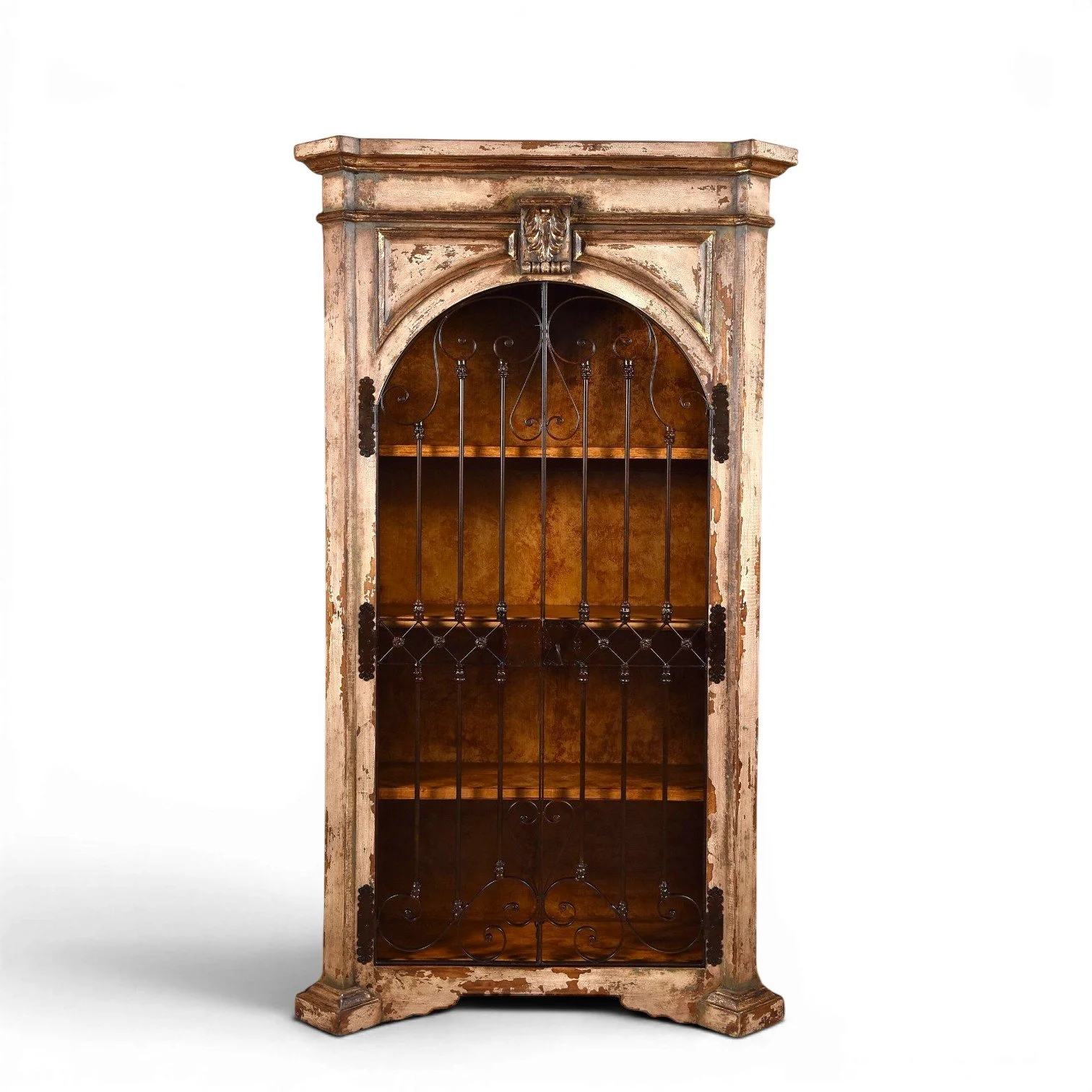 Santo Armoire | Peruvian Armoire with Wrought Iron Doors in Aged Gold