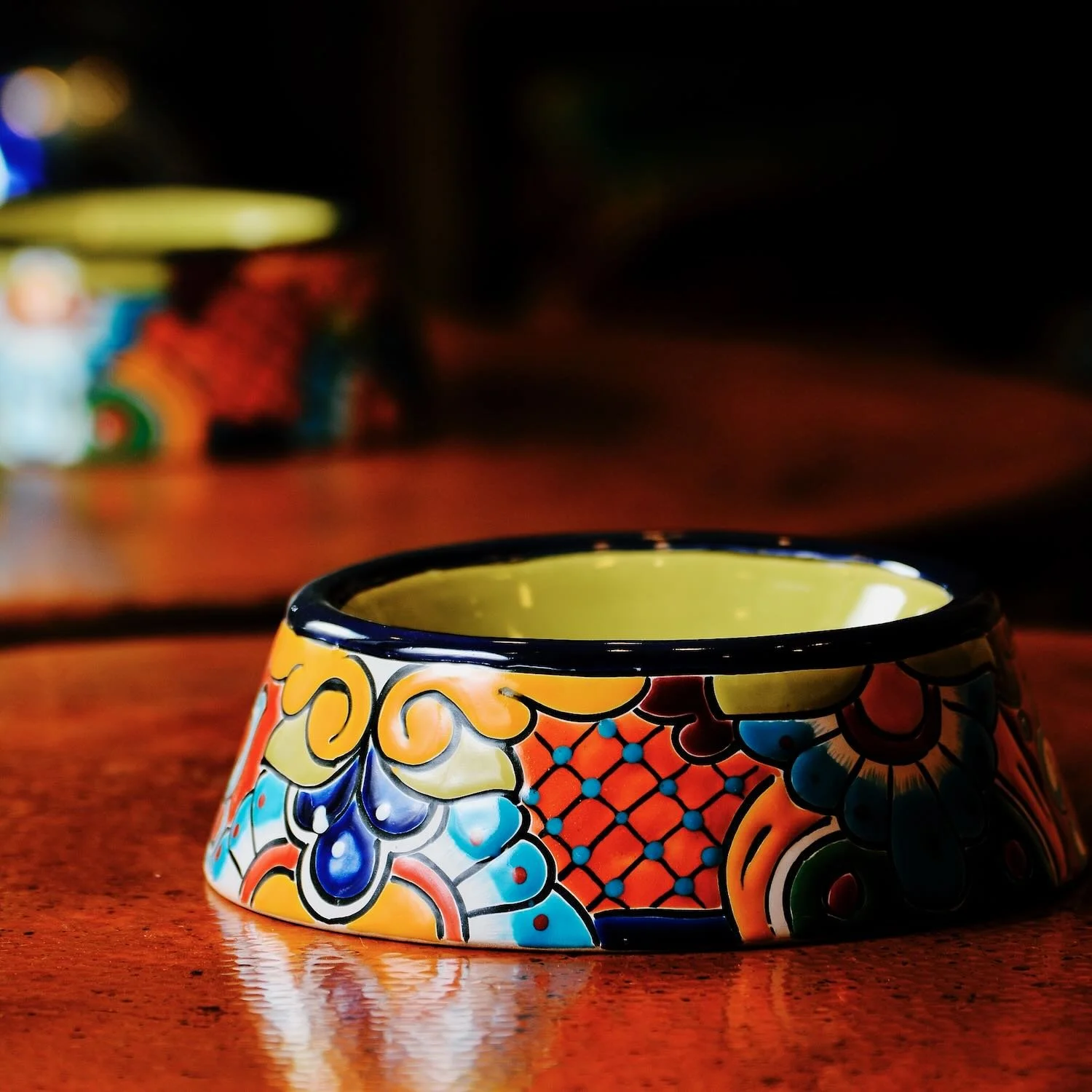 Talavera Round Dog Bowl