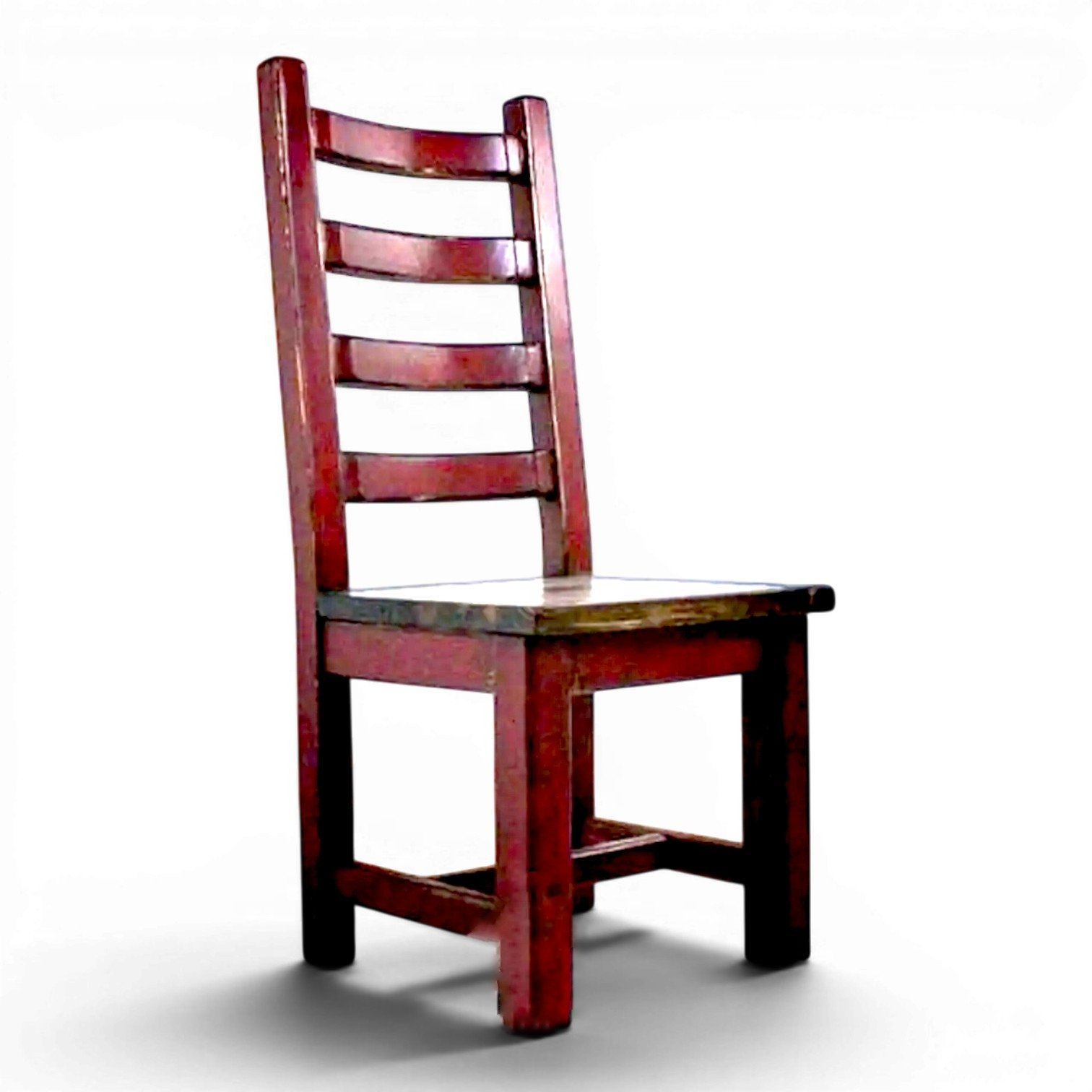 Guadalajara handcrafted Mexican reclaimed wood cantina dining chair with ladder back design
