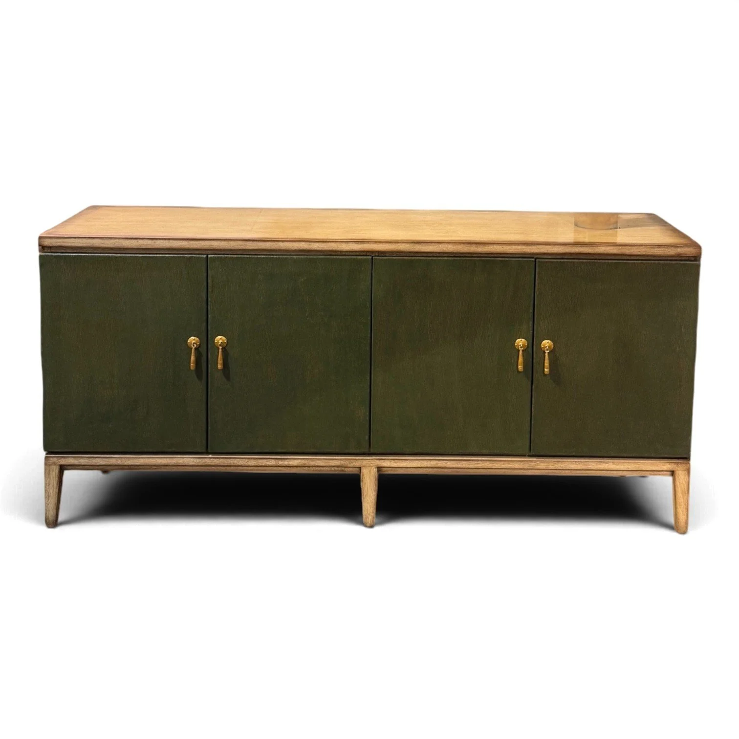 Renata Leather Buffet | Handmade Peruvian Olive Leather Sideboard