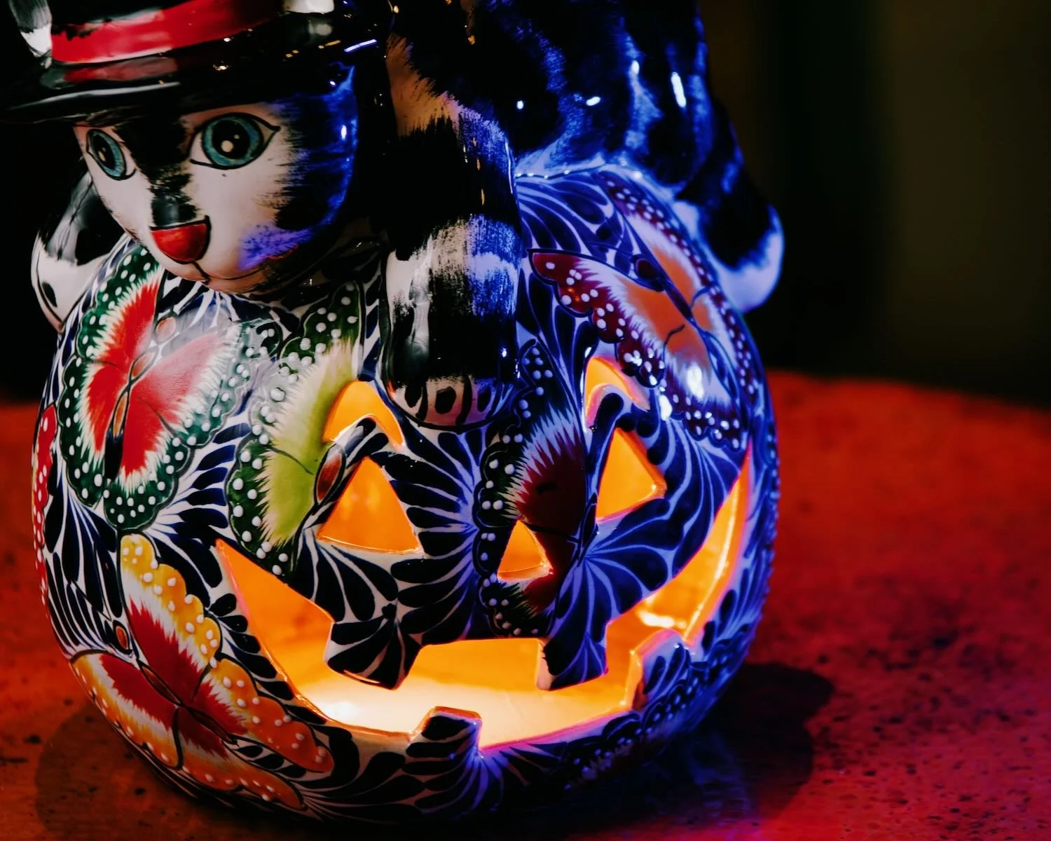 Multicolor Jack O'Lantern con Gato