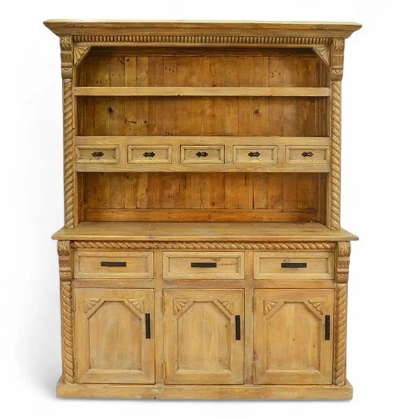 Guerrero Carved White Washed Hutch