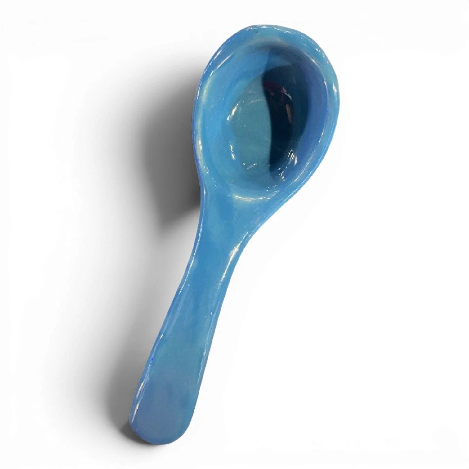 Handmade Mexican Talavera ceramic salsa spoon with colorful hand-painted finish