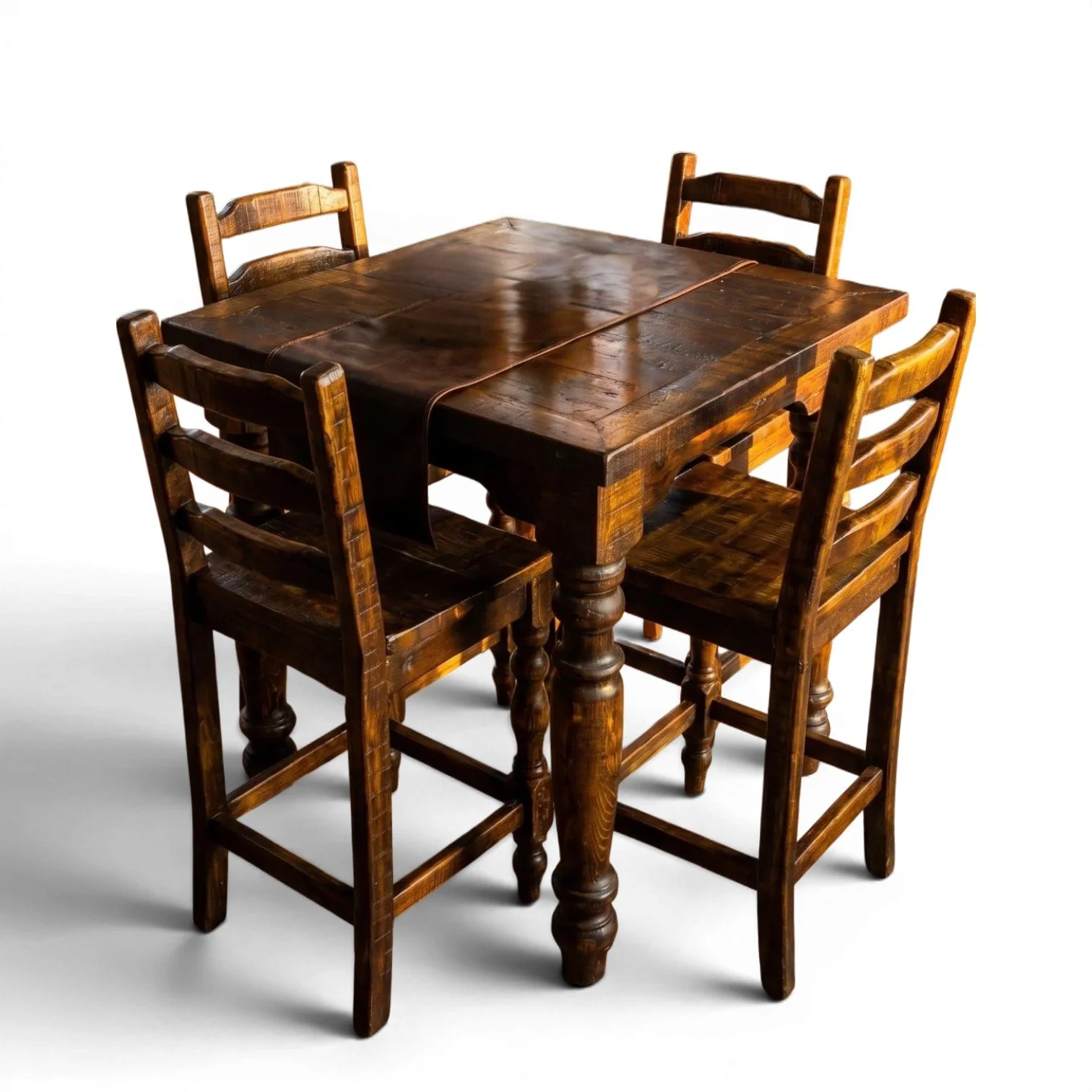 Handmade Mexican reclaimed wood bar table with dark stain finish