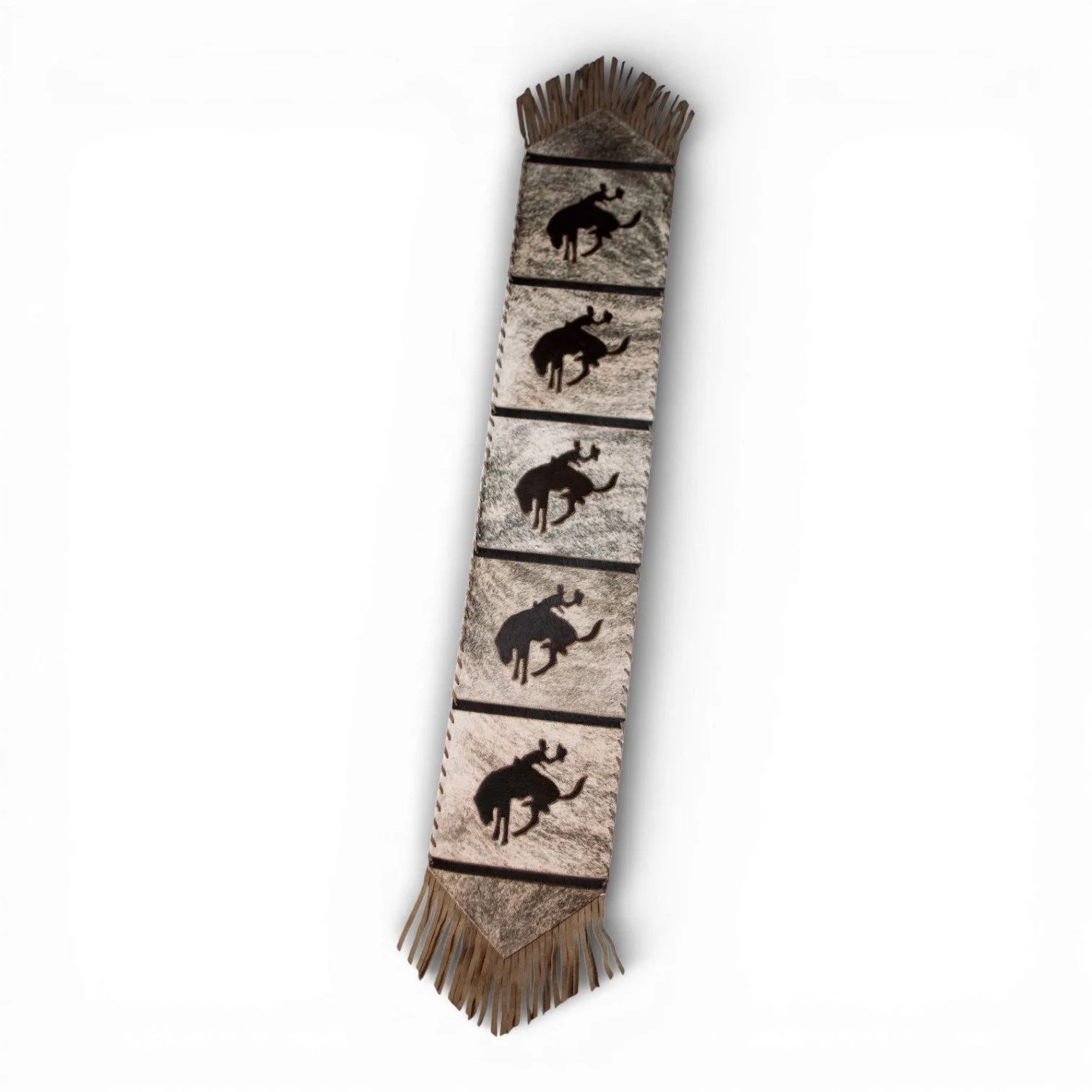 Bucking Bronco Cowhide Table Runner