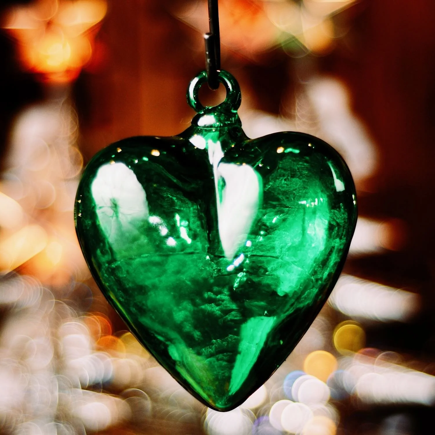 Handblown Glass Heart - Green