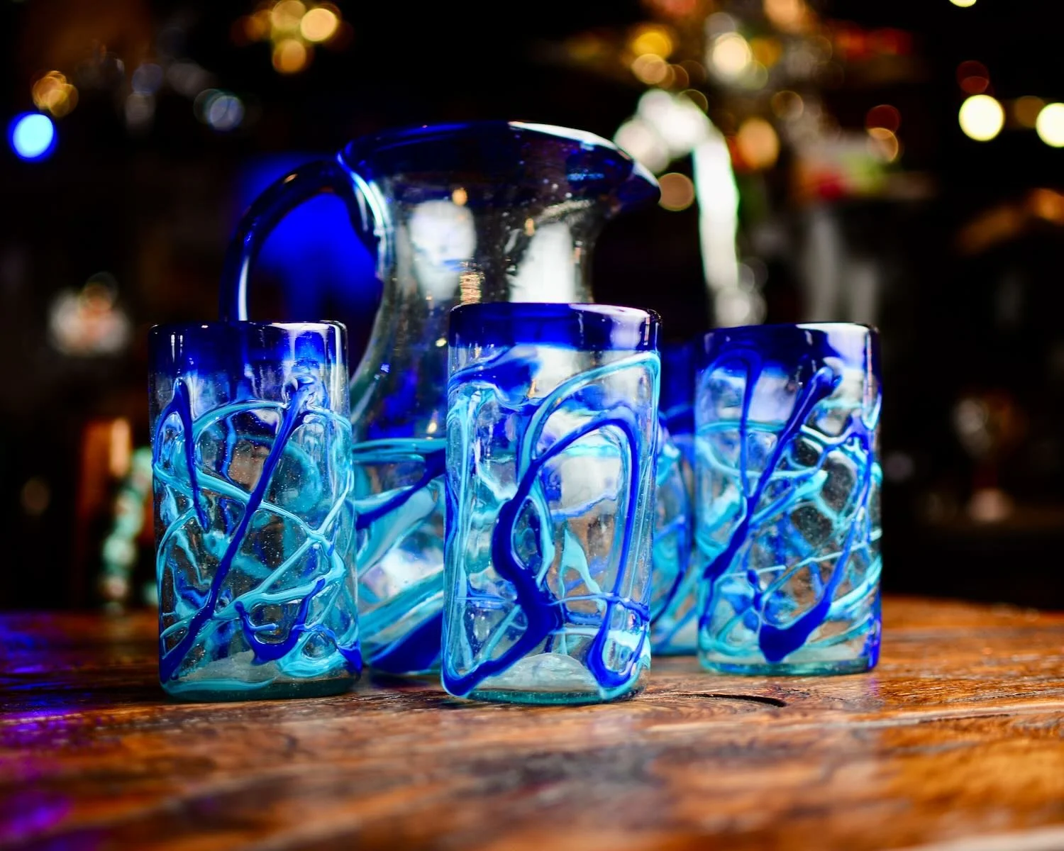 Cobalto y Azul Claro Pitcher & Glassware Set