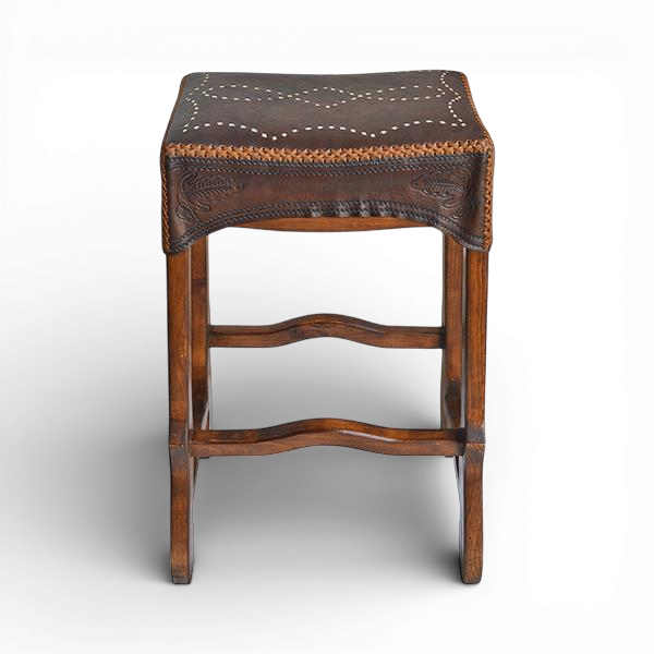 Durango Stitched Leather Saddle Stool