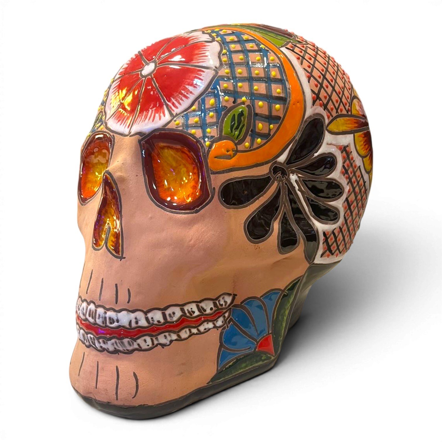 Calavera Pintada | Handmade Mexican Talavera Clay Skull