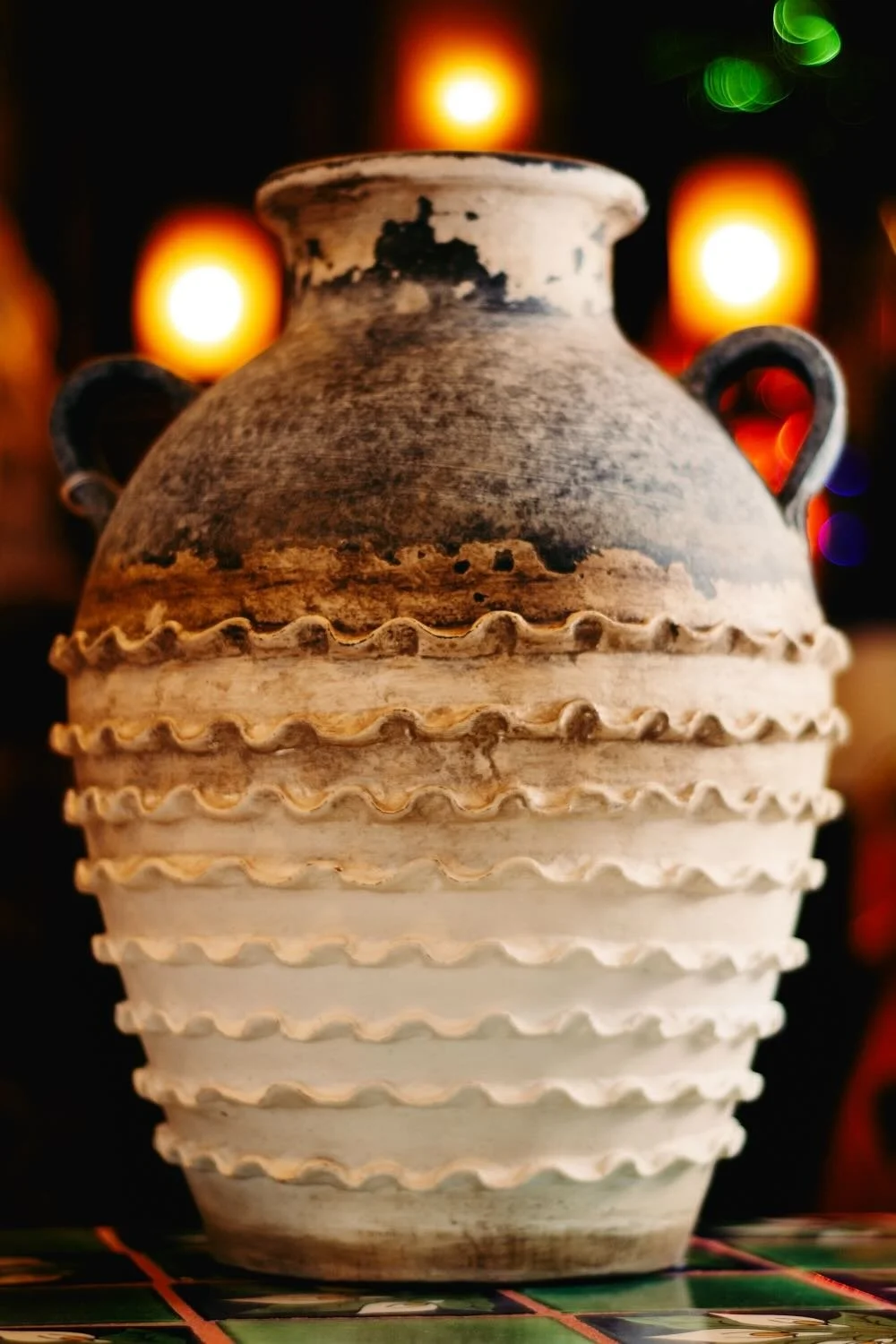 Clay ruffled vase from Mexico