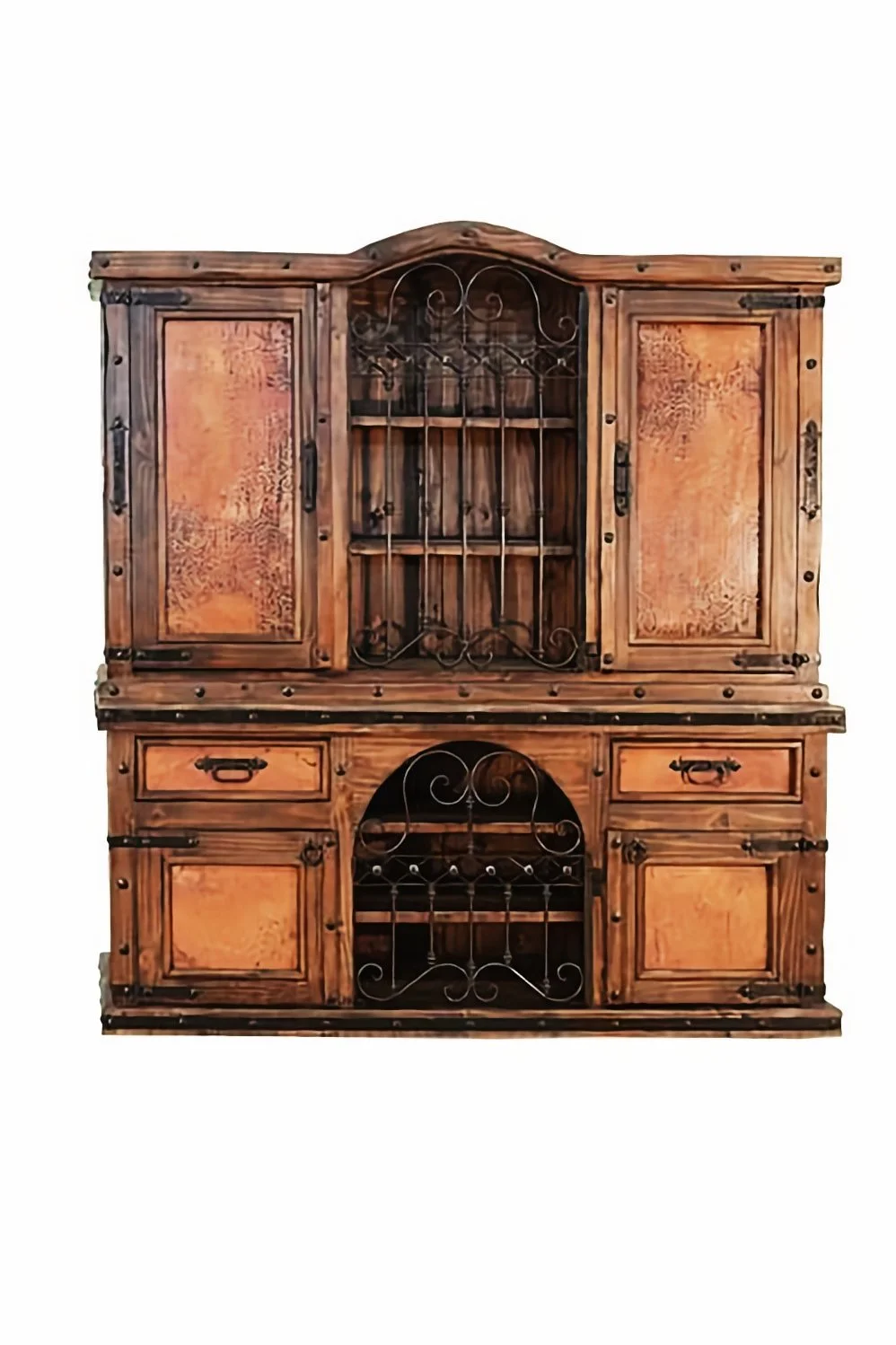 El Chapote Copper Hutch with Wine Rack