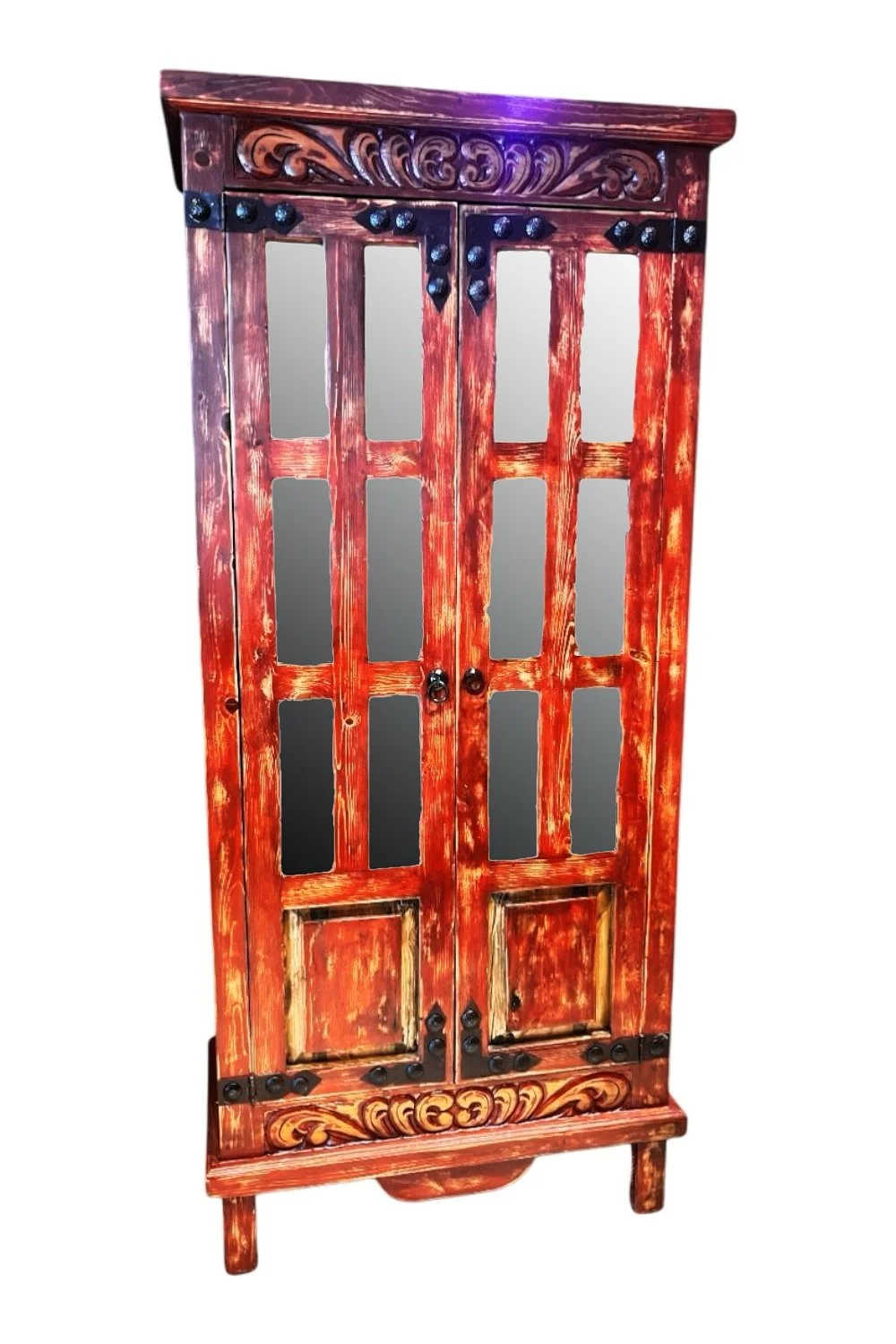 Gran Misterio Carved Curio Cabinet - Red